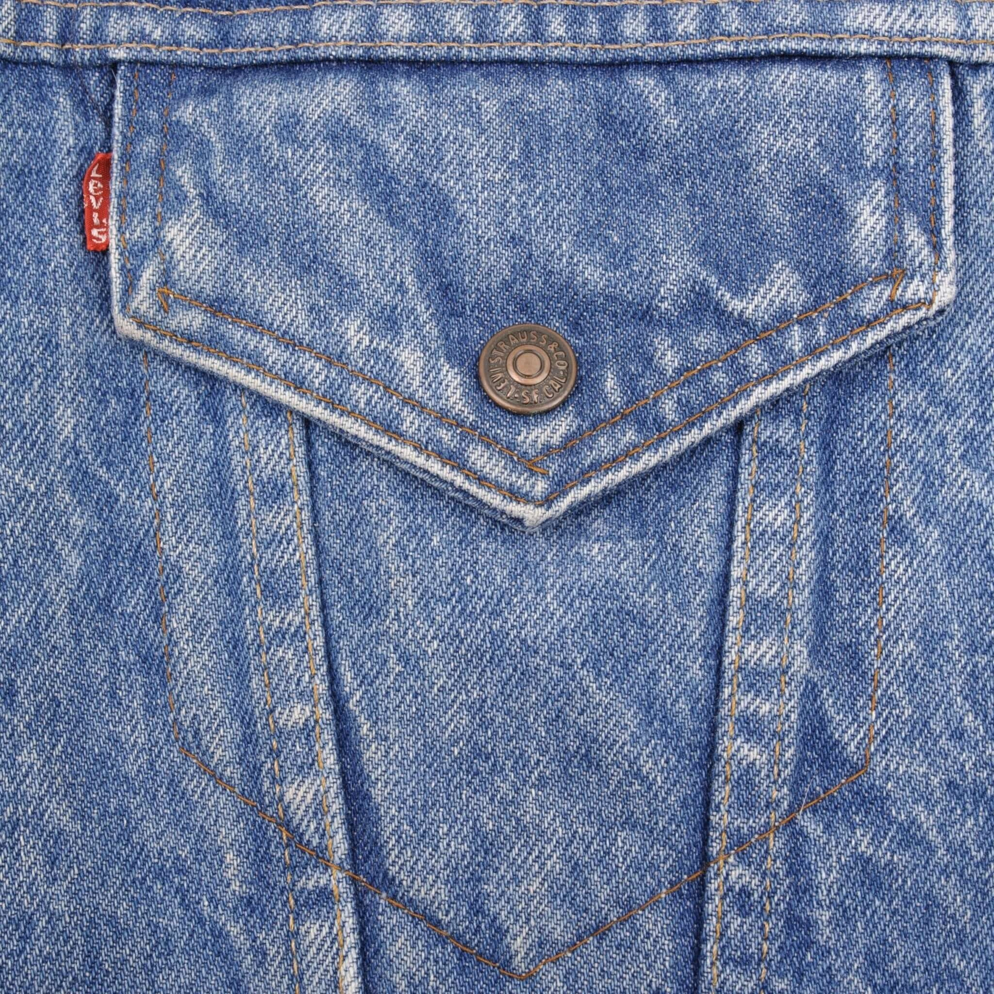 VINTAGE LEVIS SHERPA TRUCKER DENIM JACKET 2 POCKETS 1970S SIZE 40 MADE IN USA