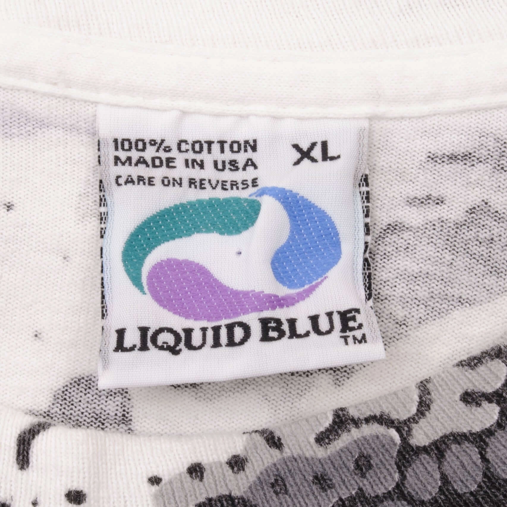 VINTAGE LIQUID BLUE ALL OVER PRINT SKULL PINKERTON TEE SHIRT 1992 XL MADE USA