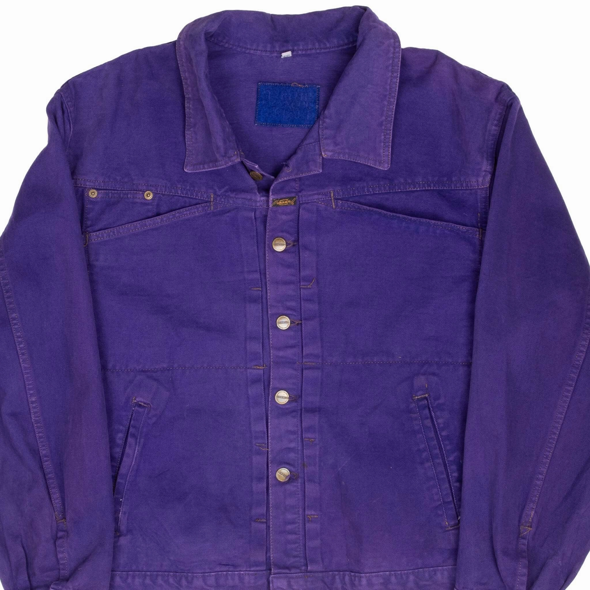VINTAGE MARITHE FRANCOIS GIRBAUD PURPLE PLEATED 1990S DENIM JACKET LARGE USA