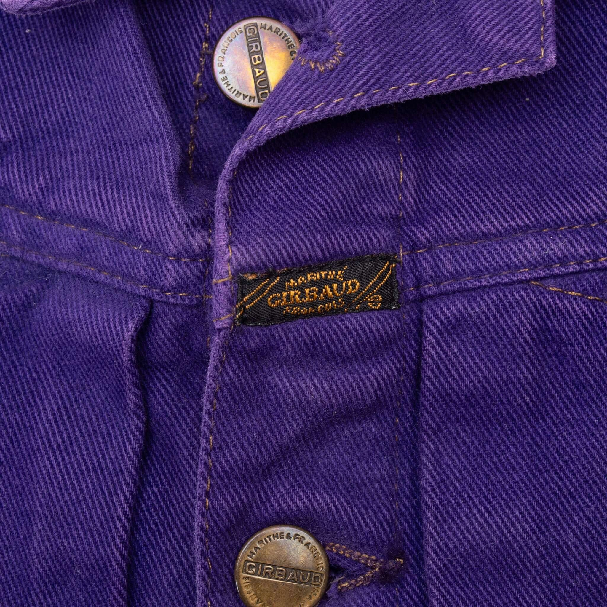 VINTAGE MARITHE FRANCOIS GIRBAUD PURPLE PLEATED 1990S DENIM JACKET LARGE USA