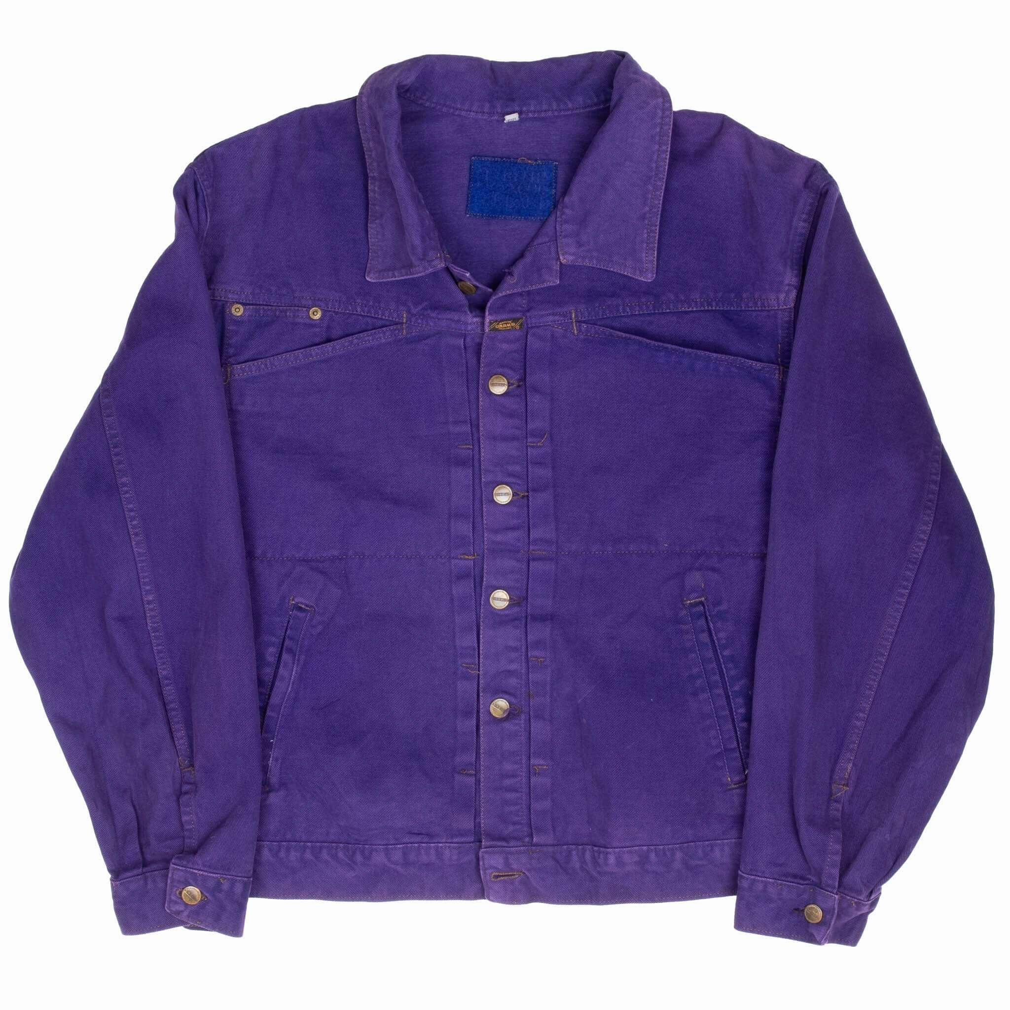 VINTAGE MARITHE FRANCOIS GIRBAUD PURPLE PLEATED 1990S DENIM JACKET LARGE USA