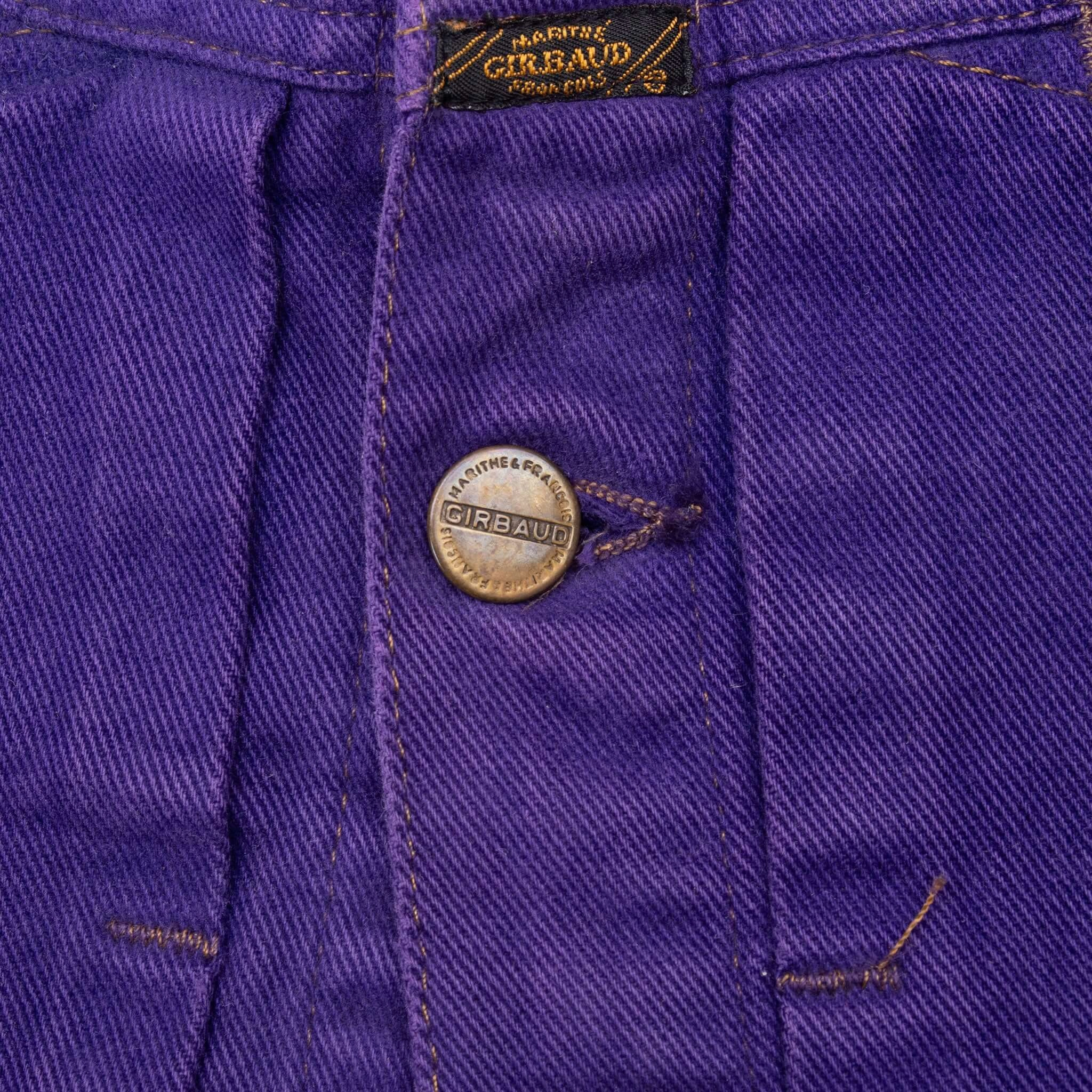 VINTAGE MARITHE FRANCOIS GIRBAUD PURPLE PLEATED 1990S DENIM JACKET LARGE USA