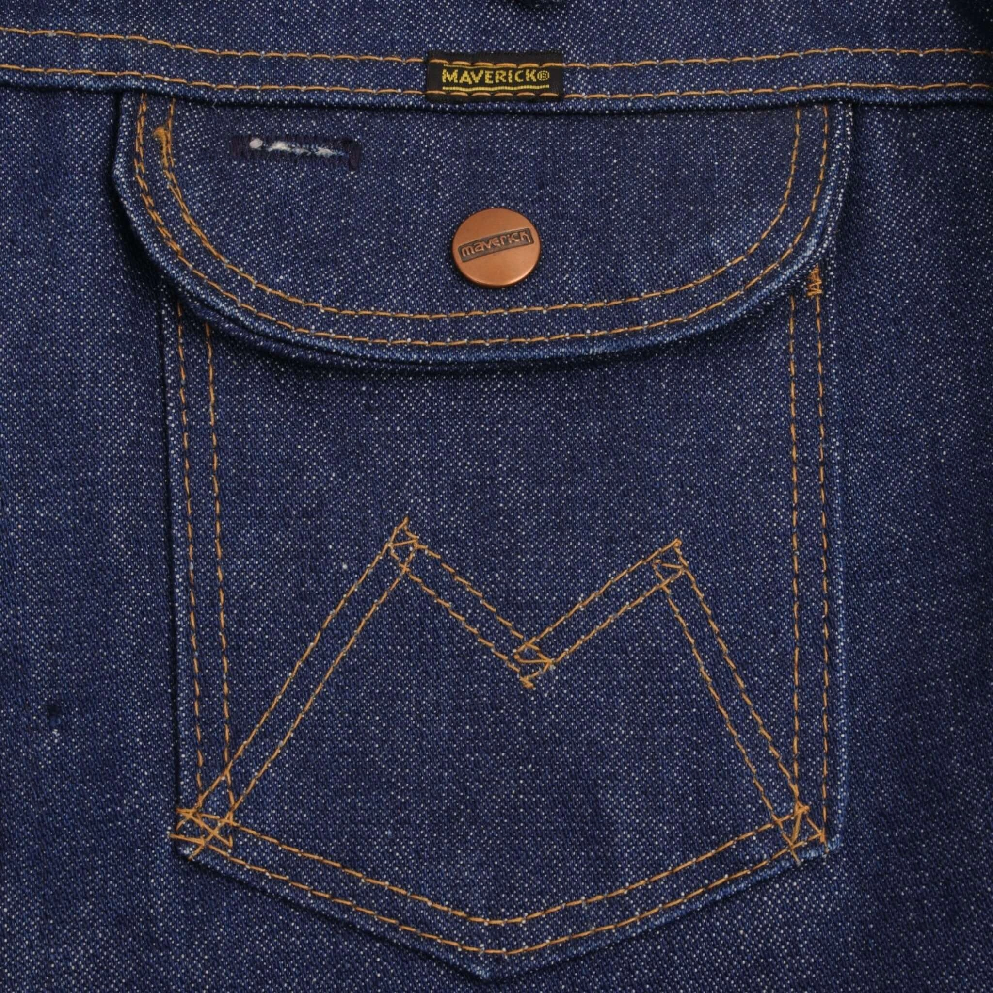 VINTAGE MAVERICK BLUE BELL DENIM JACKET 3J03MJ 1970S SIZE 44 MADE USA DEADSTOCK