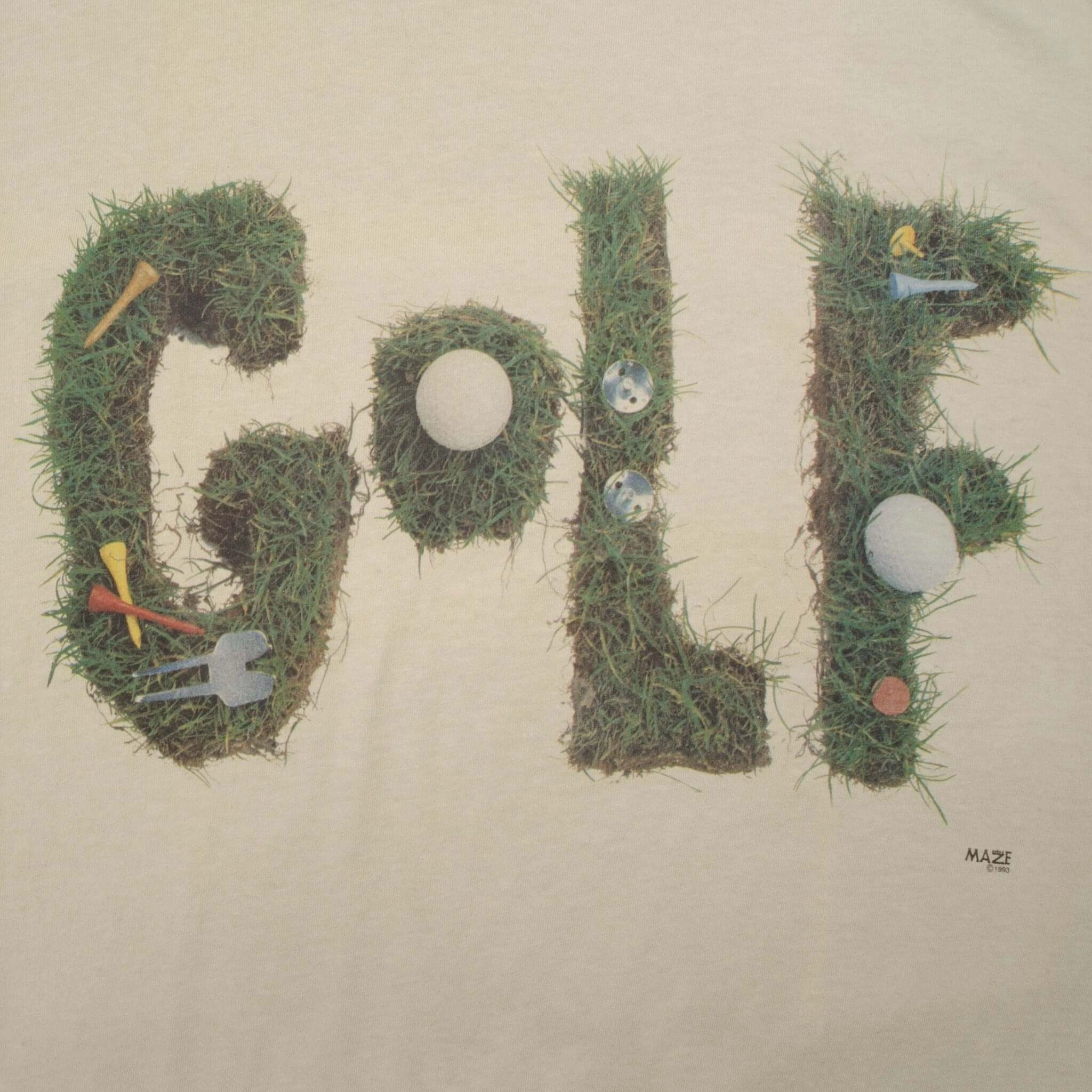 VINTAGE MAZE GOLF TEE SHIRT 1993 SIZE LARGE MADE IN USA DEADSTOCK