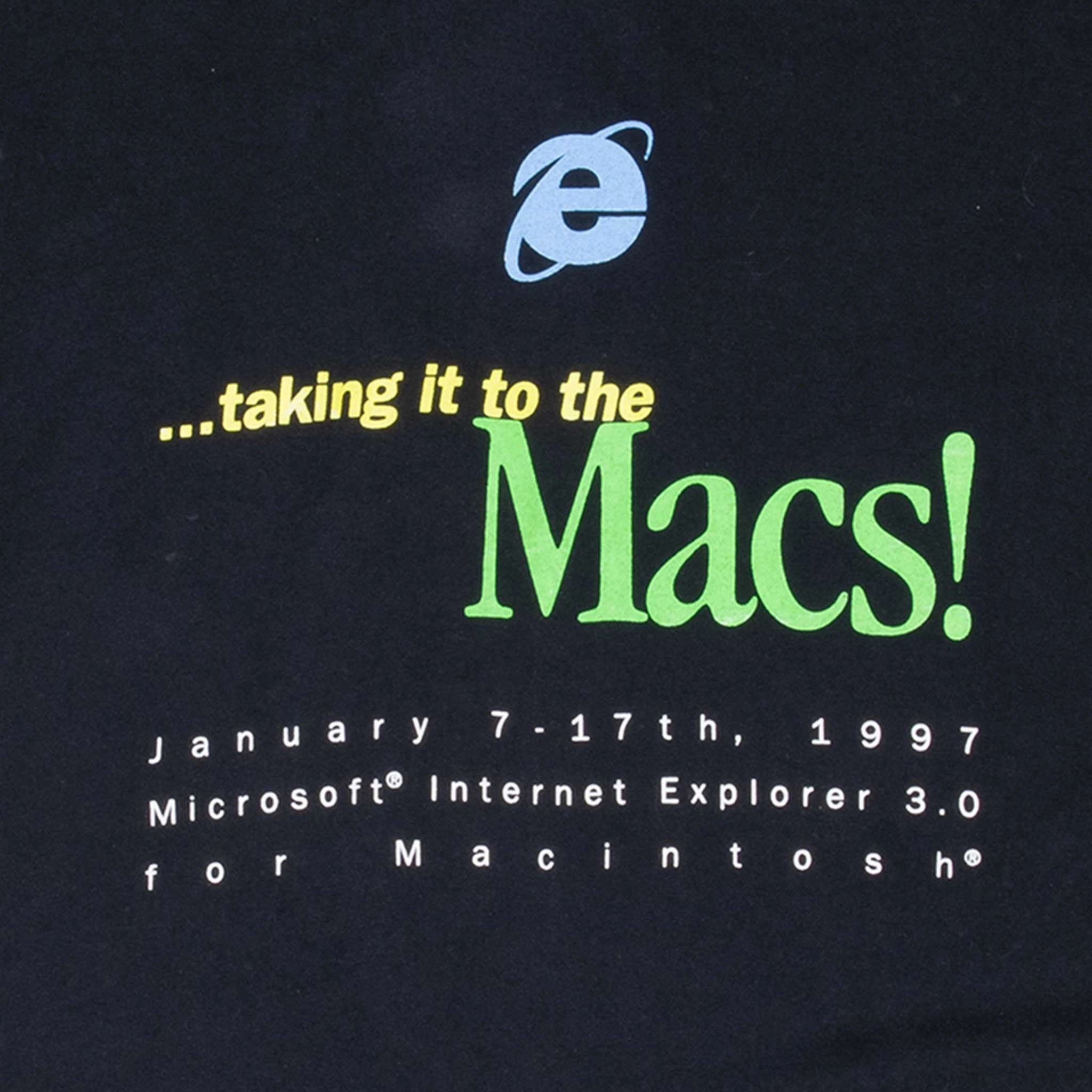 VINTAGE MICROSOFT INTERNET EXPLORER FOR MACS 1997 TEE SHIRT LARGE MADE IN USA