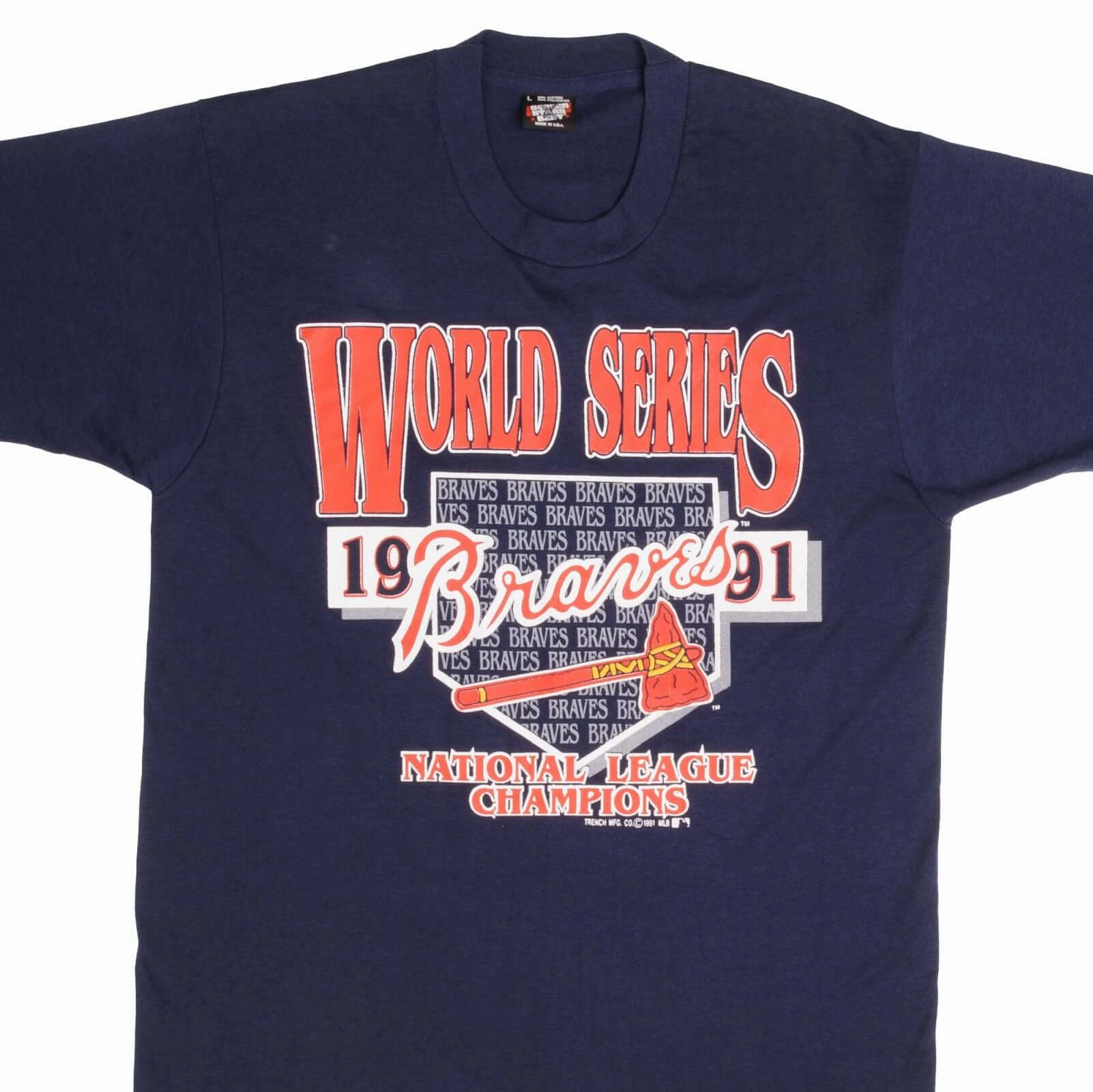VINTAGE MLB ATLANTA BRAVES 1991  TEE SHIRT SIZE MEDIUM MADE IN USA