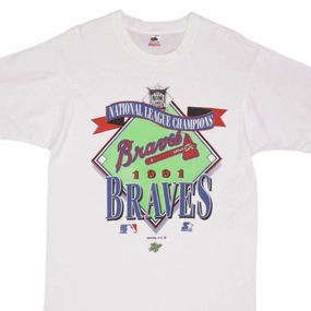 VINTAGE MLB ATLANTA BRAVES CHAMPIONS 1991 TEE SHIRT SIZE MEDIUM MADE IN USA