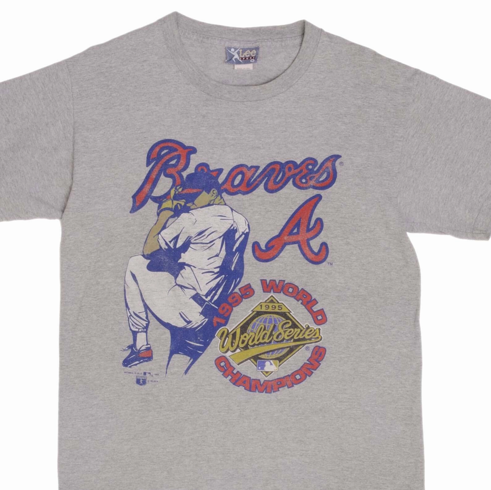 VINTAGE MLB ATLANTA BRAVES CHAMPIONS 1995 TEE SHIRT SIZE MEDIUM MADE IN USA