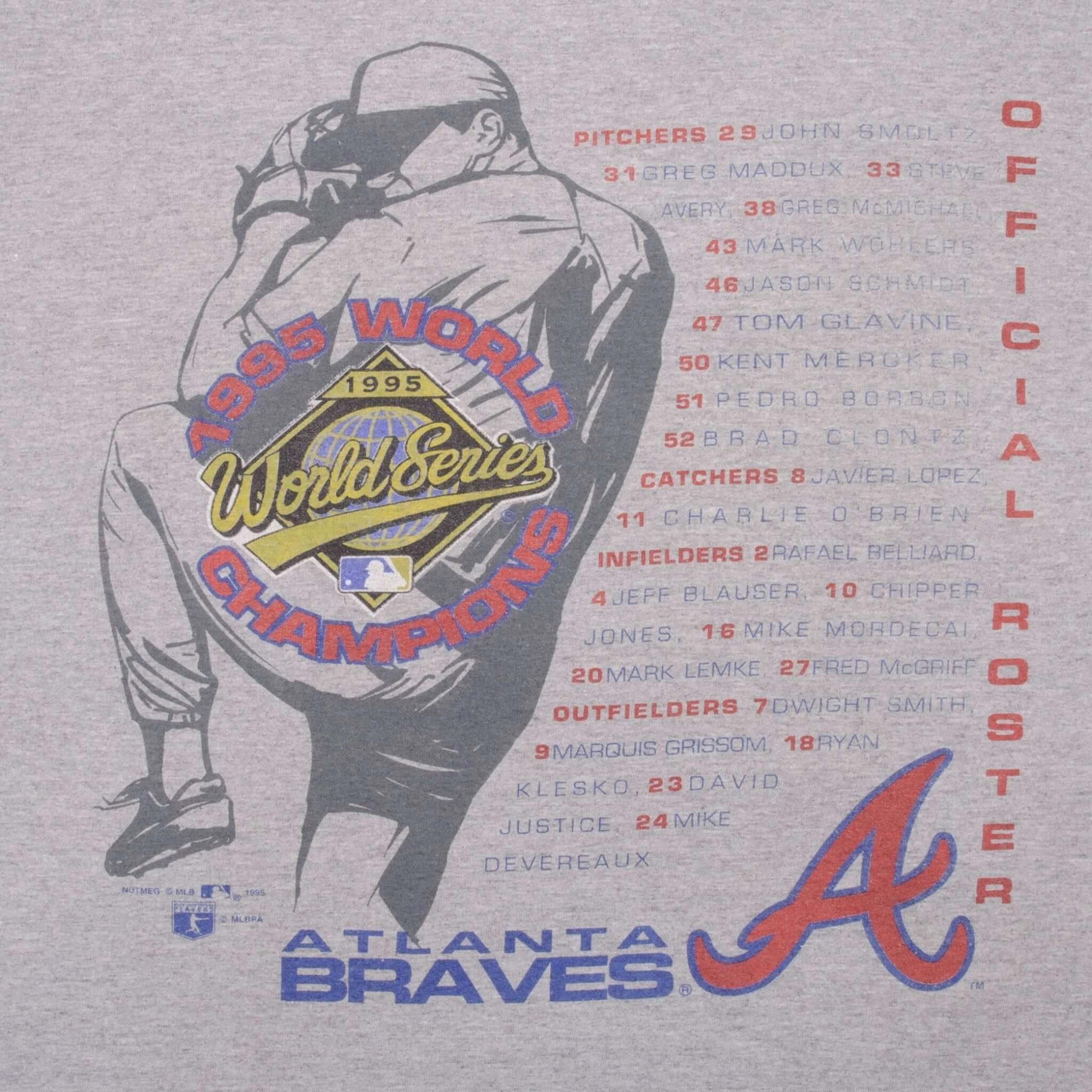 VINTAGE MLB ATLANTA BRAVES CHAMPIONS 1995 TEE SHIRT SIZE MEDIUM MADE IN USA