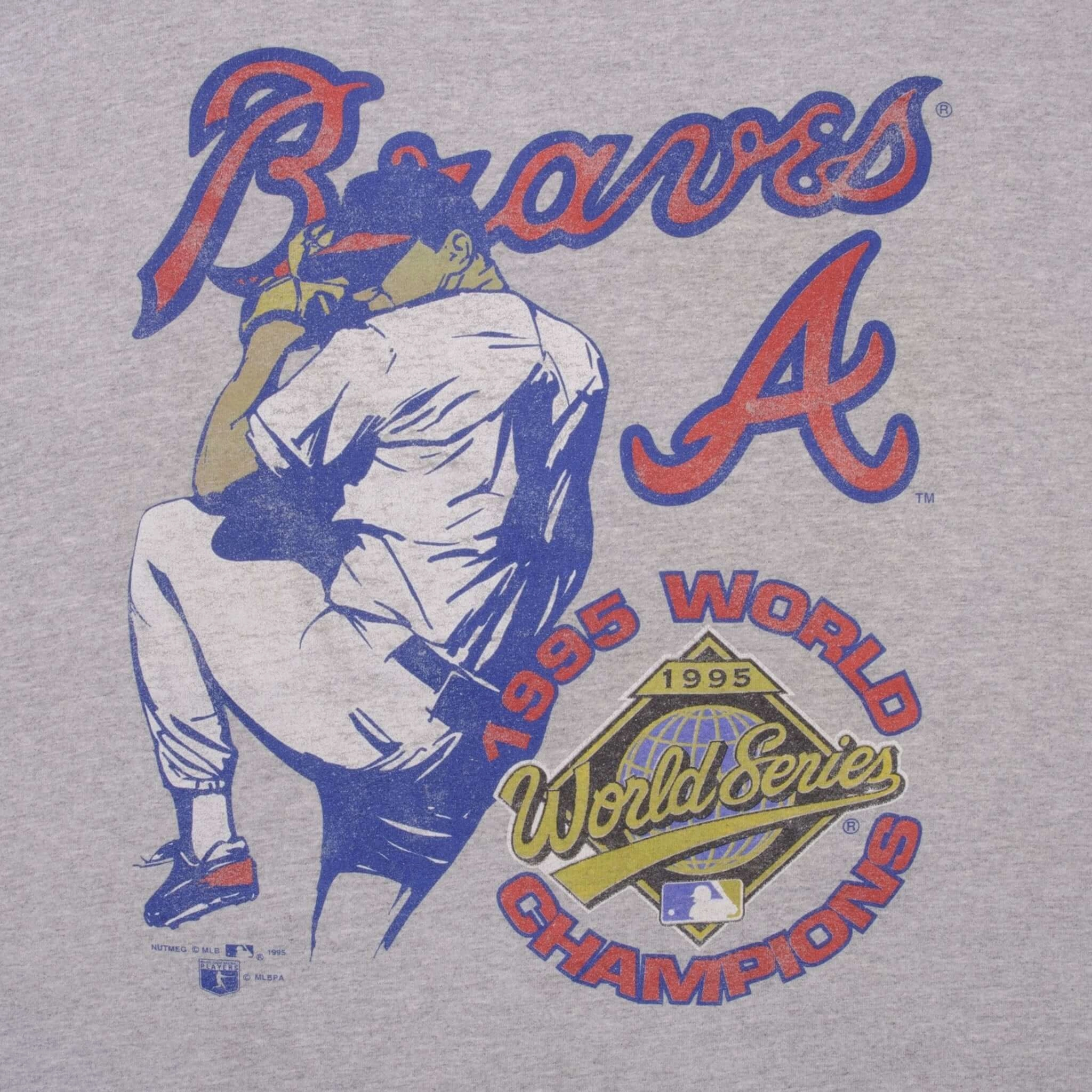 VINTAGE MLB ATLANTA BRAVES CHAMPIONS 1995 TEE SHIRT SIZE MEDIUM MADE IN USA