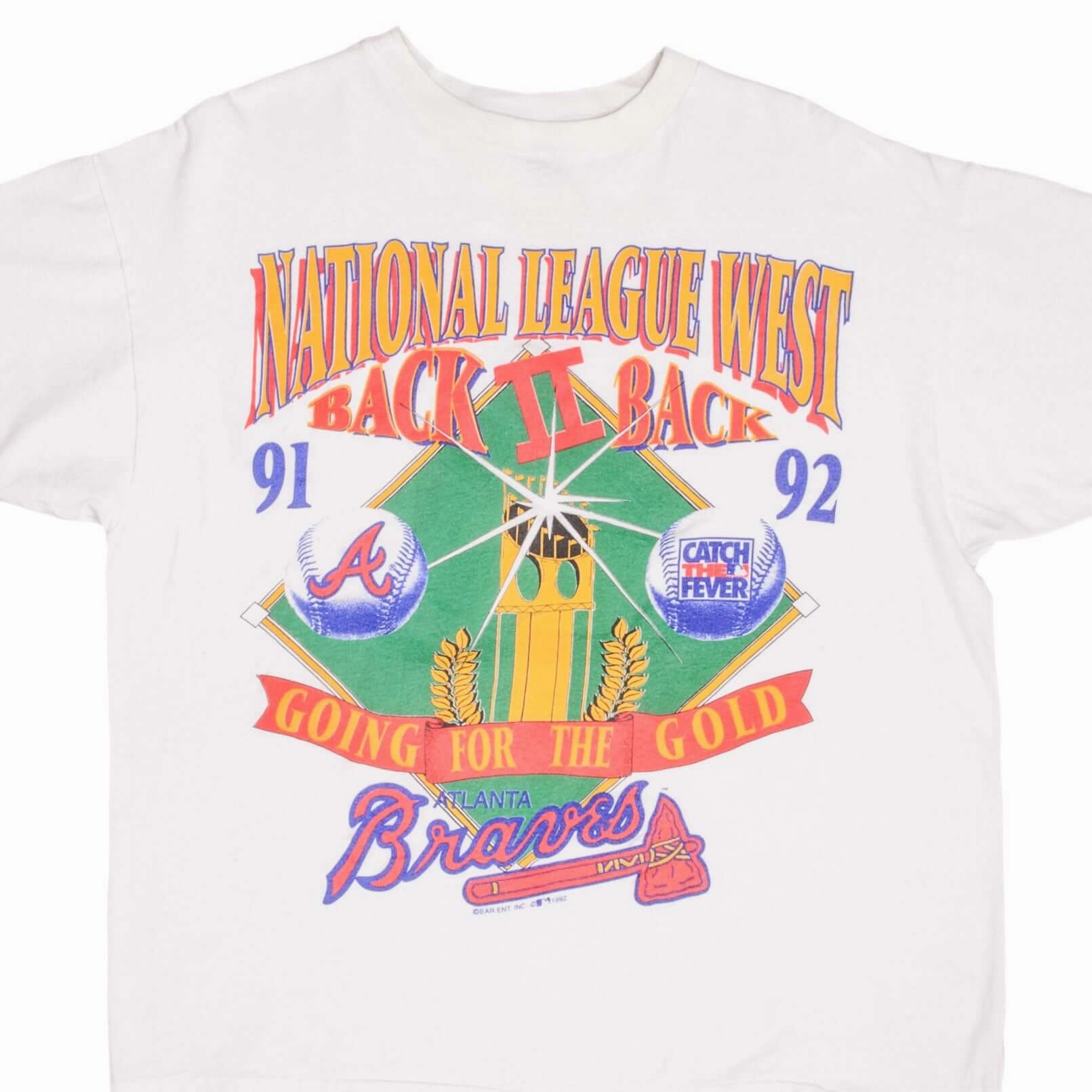 VINTAGE MLB ATLANTA BRAVES WESTERN CHAMPS 1992 TEE SHIRT XL MADE IN USA