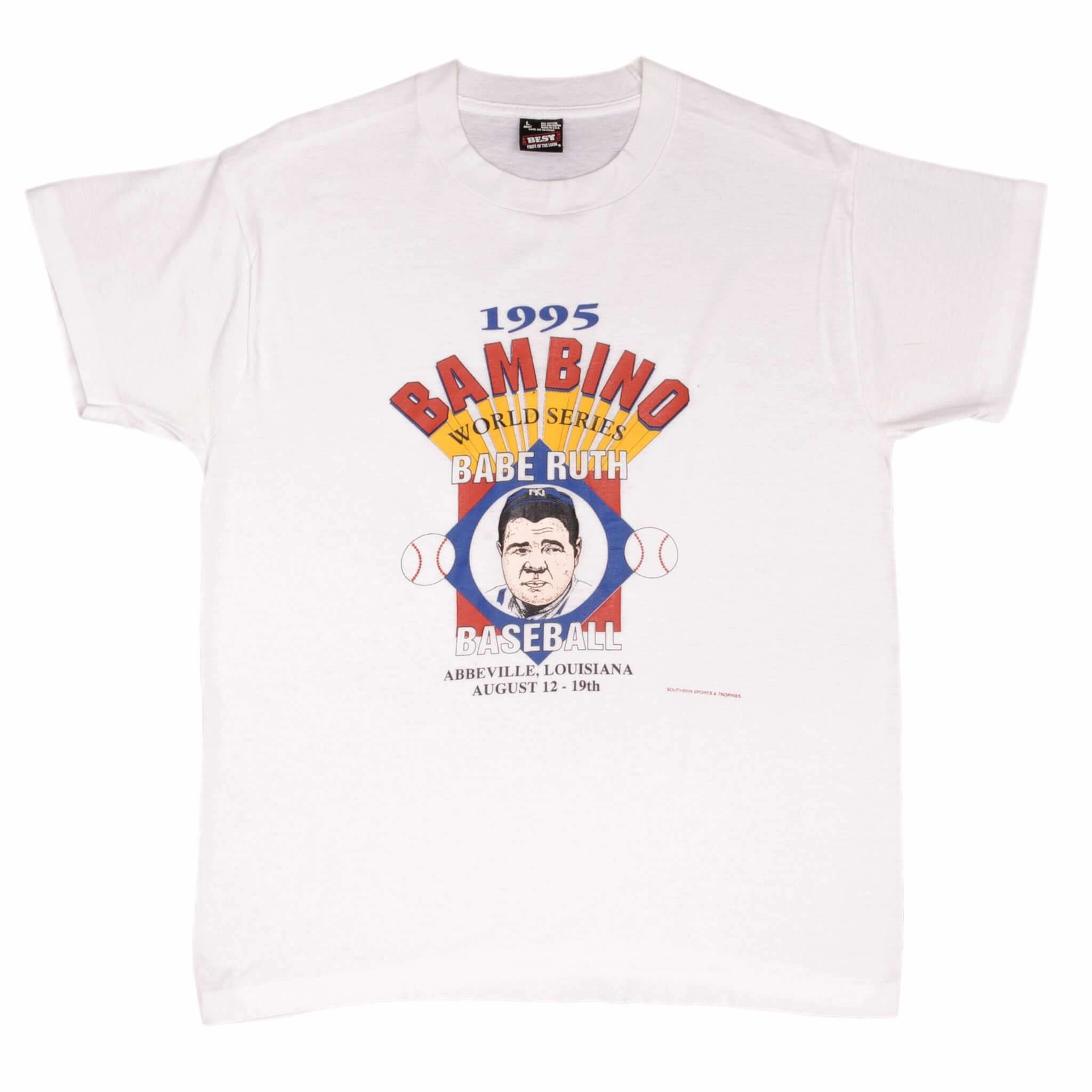 VINTAGE MLB BABE RUTH BAMBINO NY YANKEES 1995 TEE SHIRT SIZE LARGE MADE IN USA