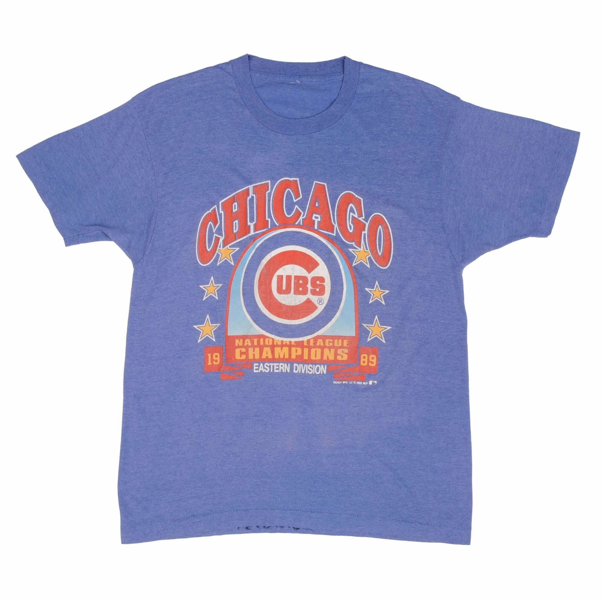 VINTAGE MLB CHICAGO CUBS CHAMPIONS 1989 TEE SHIRT SIZE MEDIUM MADE IN USA