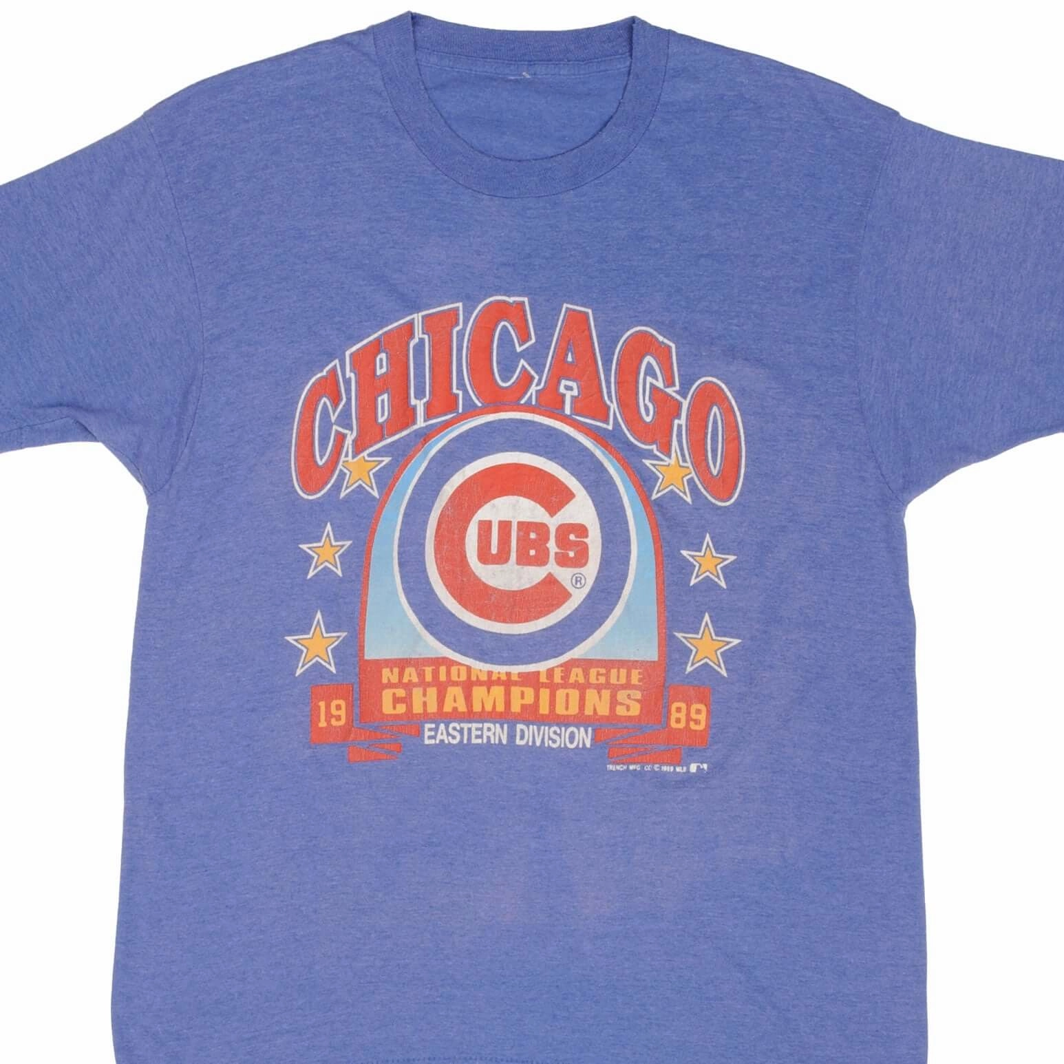 VINTAGE MLB CHICAGO CUBS CHAMPIONS 1989 TEE SHIRT SIZE MEDIUM MADE IN USA