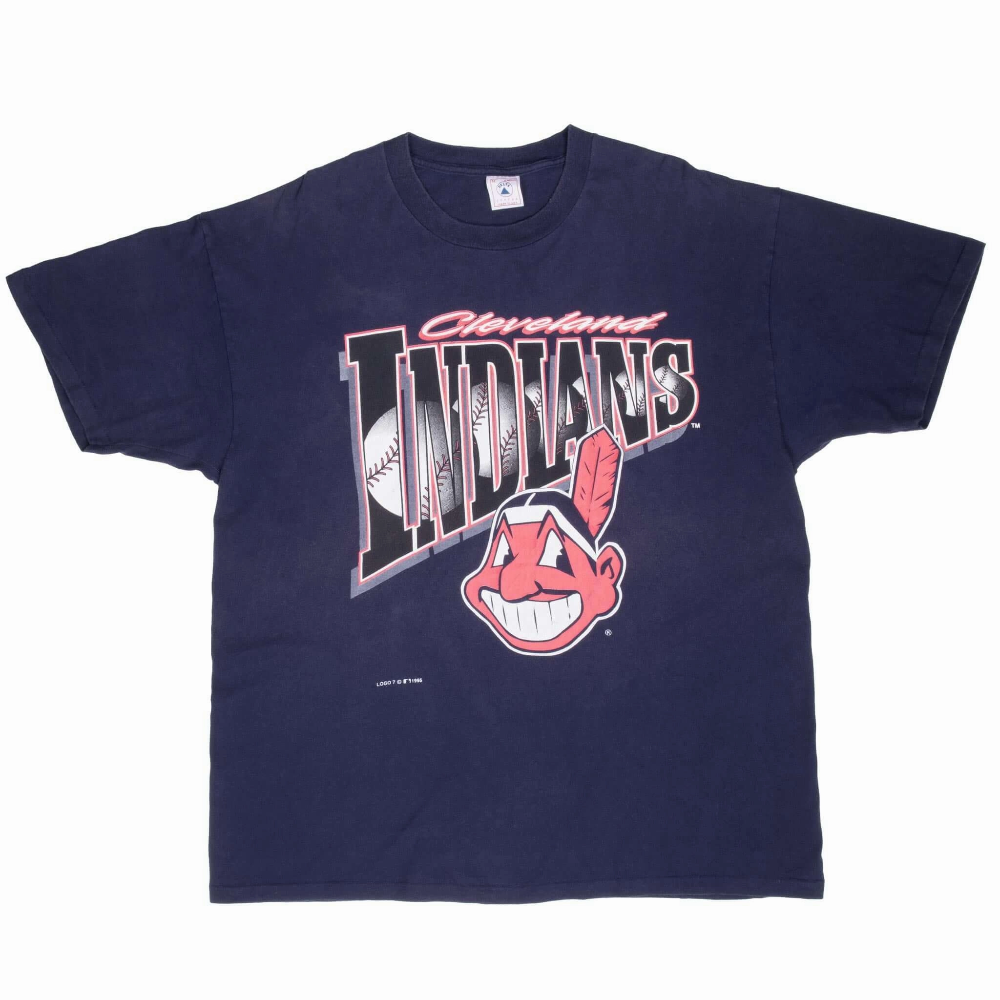 VINTAGE MLB CLEVELAND INDIANS 1995 TEE SHIRT XL MADE IN USA