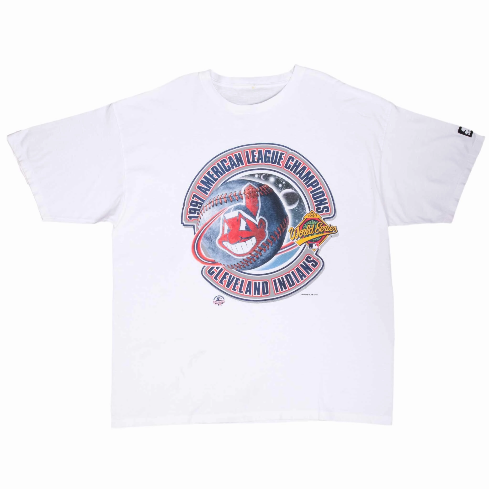 VINTAGE MLB CLEVELAND INDIANS AMERICAN LEAGUE CHAMPIONS 1997 TEE SHIRT 2XL
