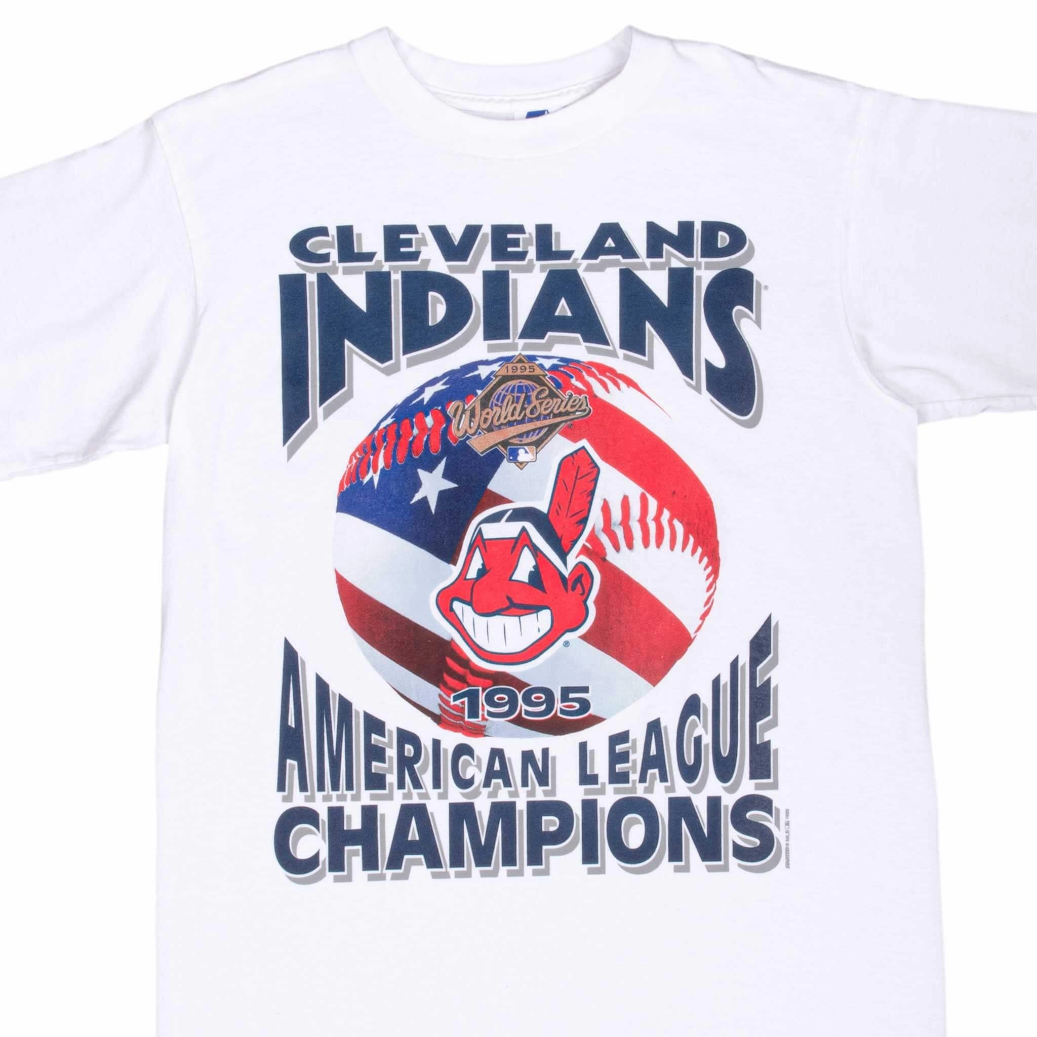 VINTAGE MLB CLEVELAND INDIANS AMERICAN LEAGUE CHAMPIONS 1997 TEE SHIRT SIZE XL