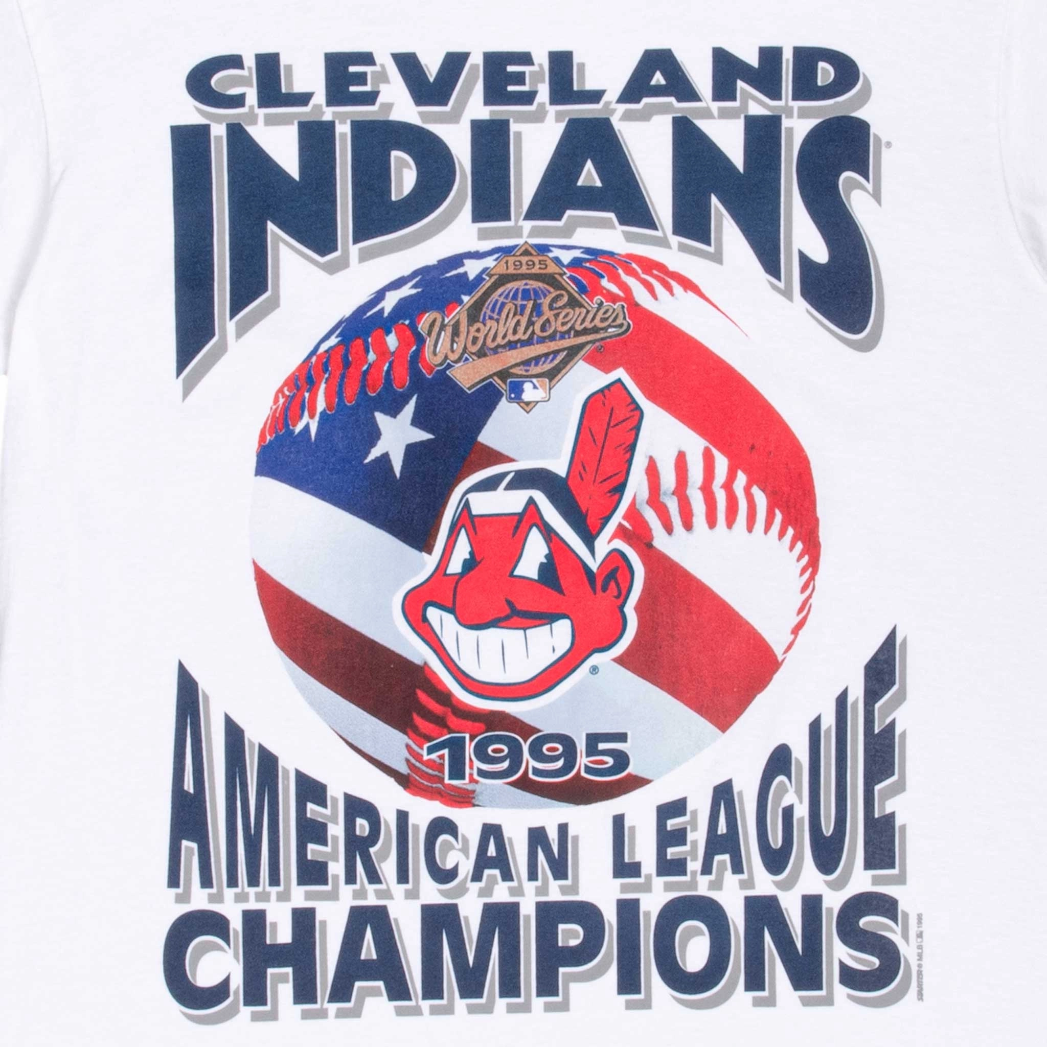 VINTAGE MLB CLEVELAND INDIANS AMERICAN LEAGUE CHAMPIONS 1997 TEE SHIRT SIZE XL
