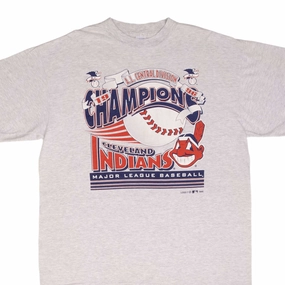 VINTAGE MLB CLEVELAND INDIANS CENTRAL DIVISION CHAMPIONS 1996 TEE SHIRT SIZE XL