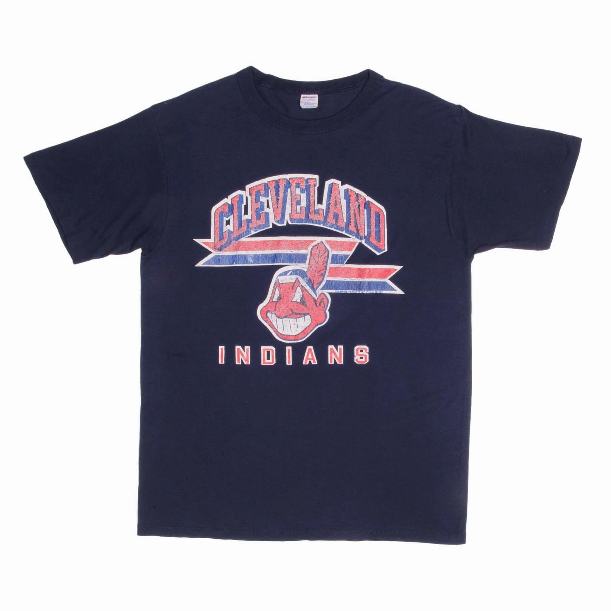 VINTAGE MLB CLEVELAND INDIANS CHAMPION TEE SHIRT 1988 SIZE LARGE MADE IN USA
