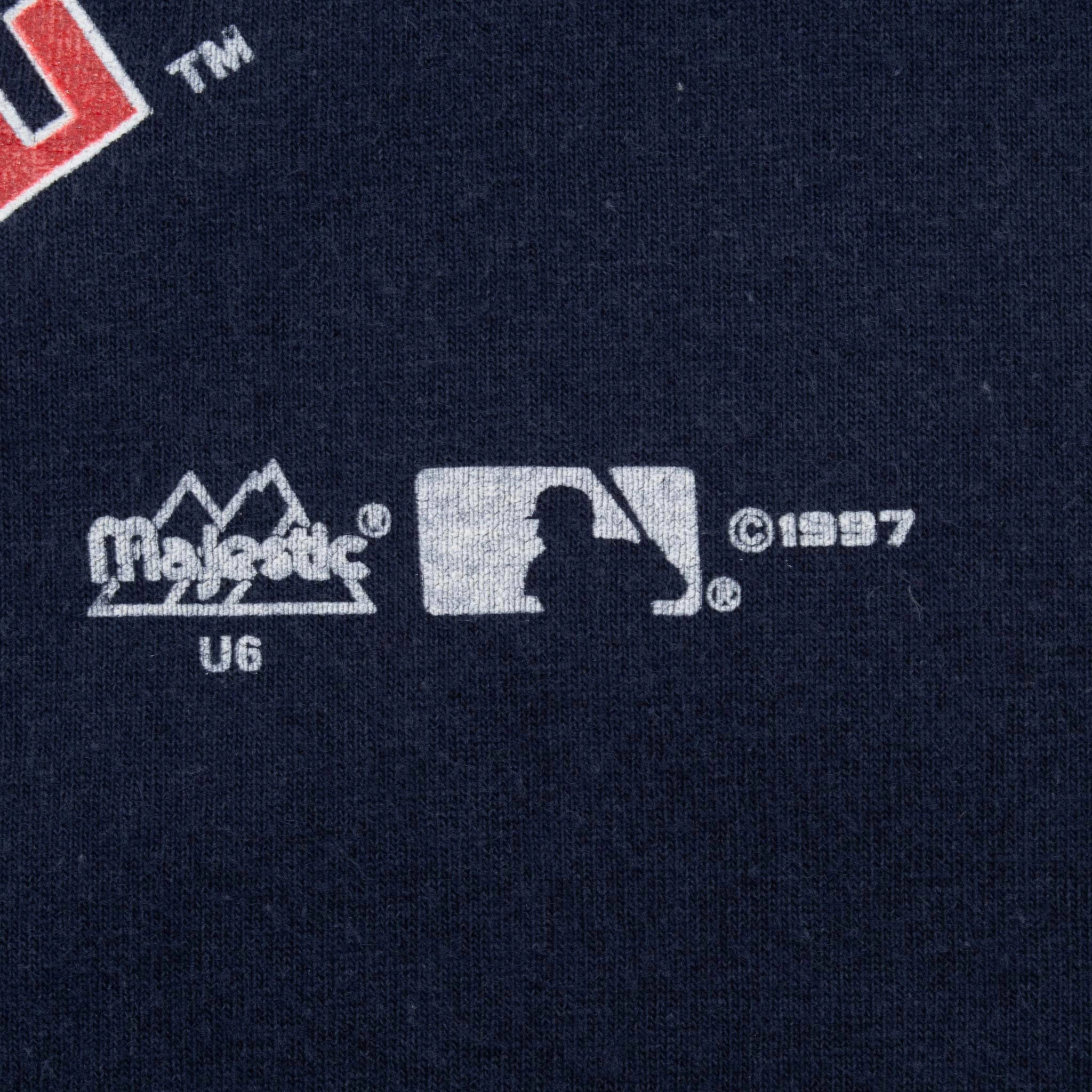 VINTAGE MLB CLEVELAND INDIANS CHAMPIONS 1997 TEE SHIRT MEDIUM MADE IN USA