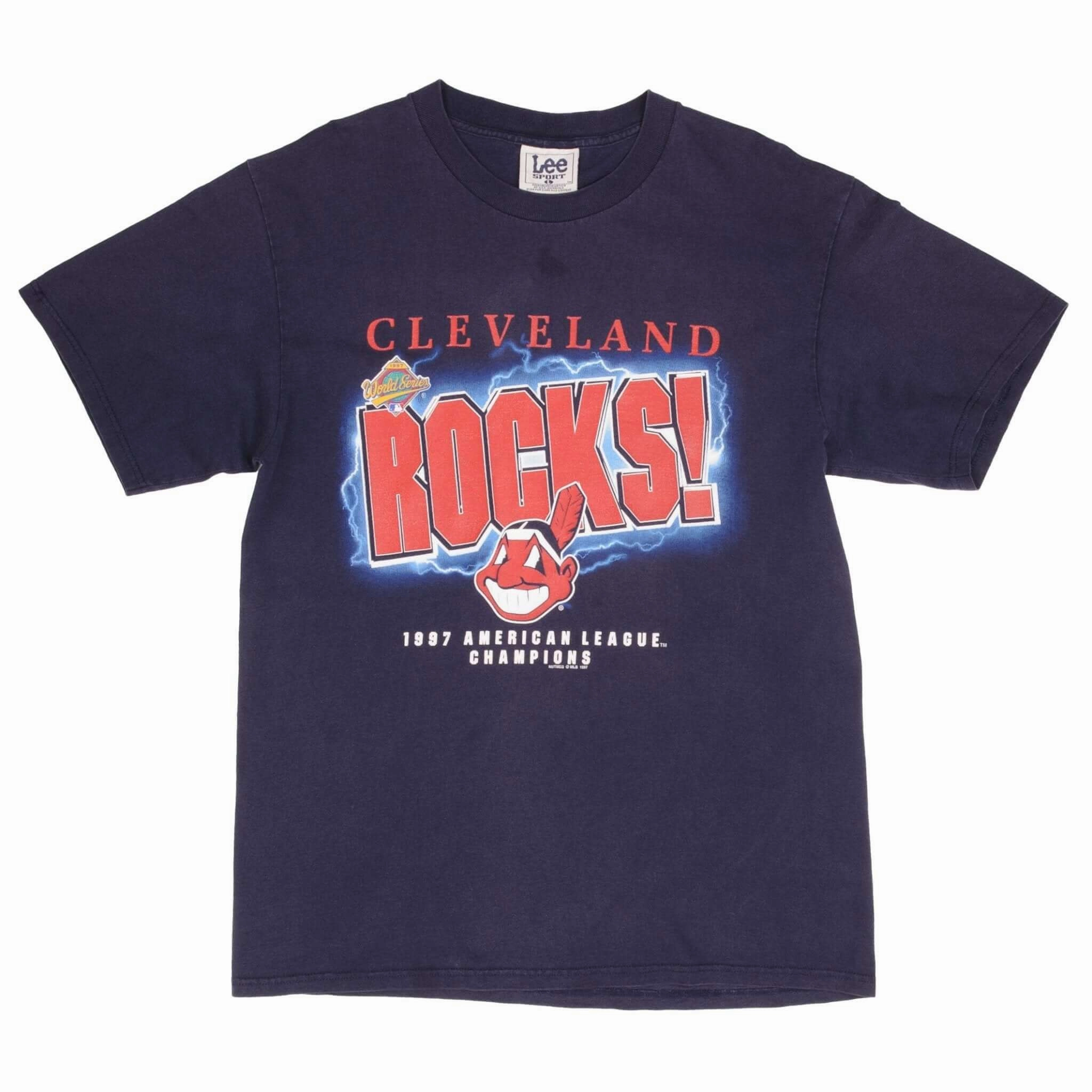 VINTAGE MLB CLEVELAND INDIANS CHAMPIONS 1997 TEE SHIRT SIZE LARGE
