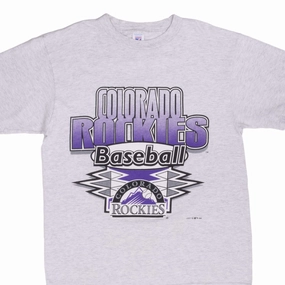 VINTAGE MLB COLORADO ROCKIES 1998 GREY TEE SHIRT SIZE LARGE