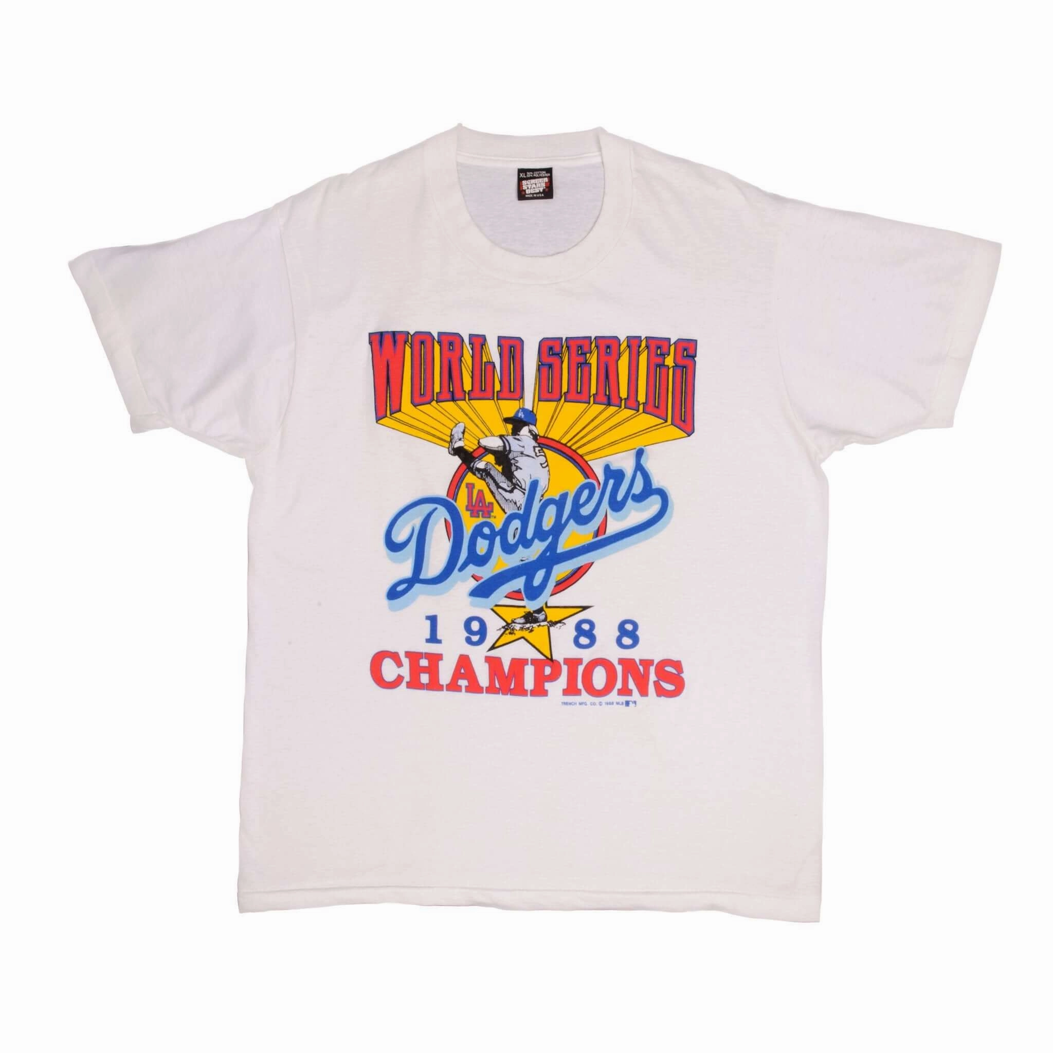 VINTAGE MLB LOS ANGELES DODGERS CHAMPIONS 1988 TEE SHIRT XL MADE USA