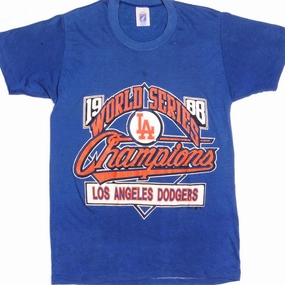 VINTAGE MLB LOS ANGELES DODGERS WORLD CHAMPIONS TEE SHIRT 1988 SMALL MADE USA