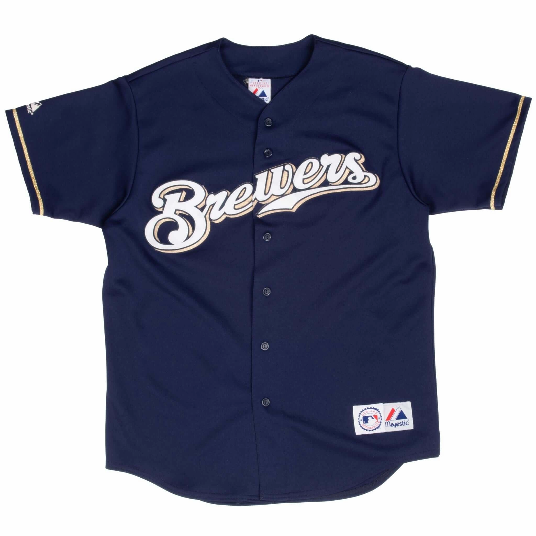 VINTAGE MLB MILWAUKEE BREWERS RYAN BRAUN #8 MAJESTIC JERSEY 2000S LARGE MADE USA