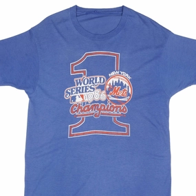 VINTAGE MLB NEW YORK METS WORLD CHAMPIONS 1986 TEE SHIRT LARGE