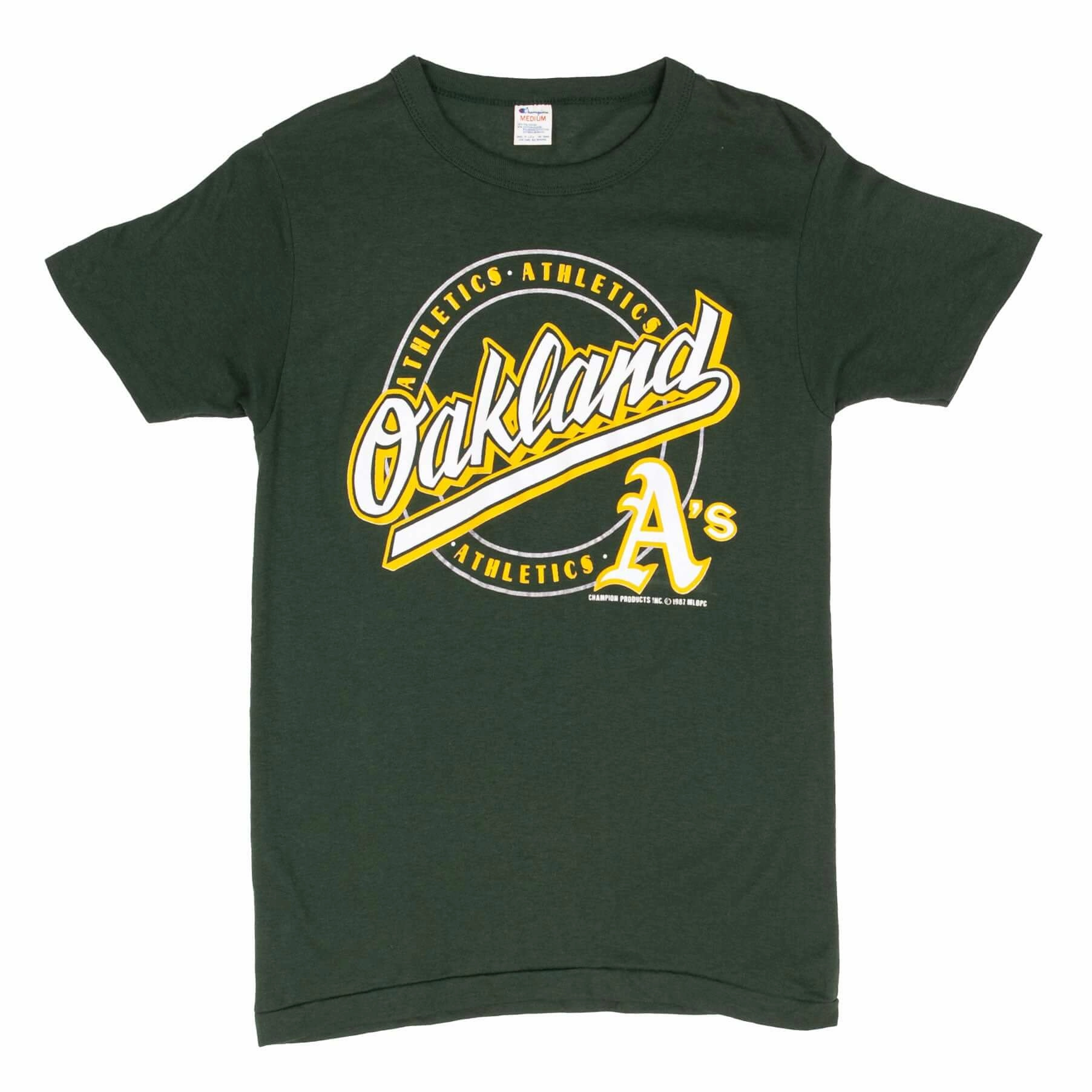 VINTAGE MLB OAKLAND ATHLETICS 1987 CHAMPION TEE SHIRT SIZE SMALL MADE IN USA