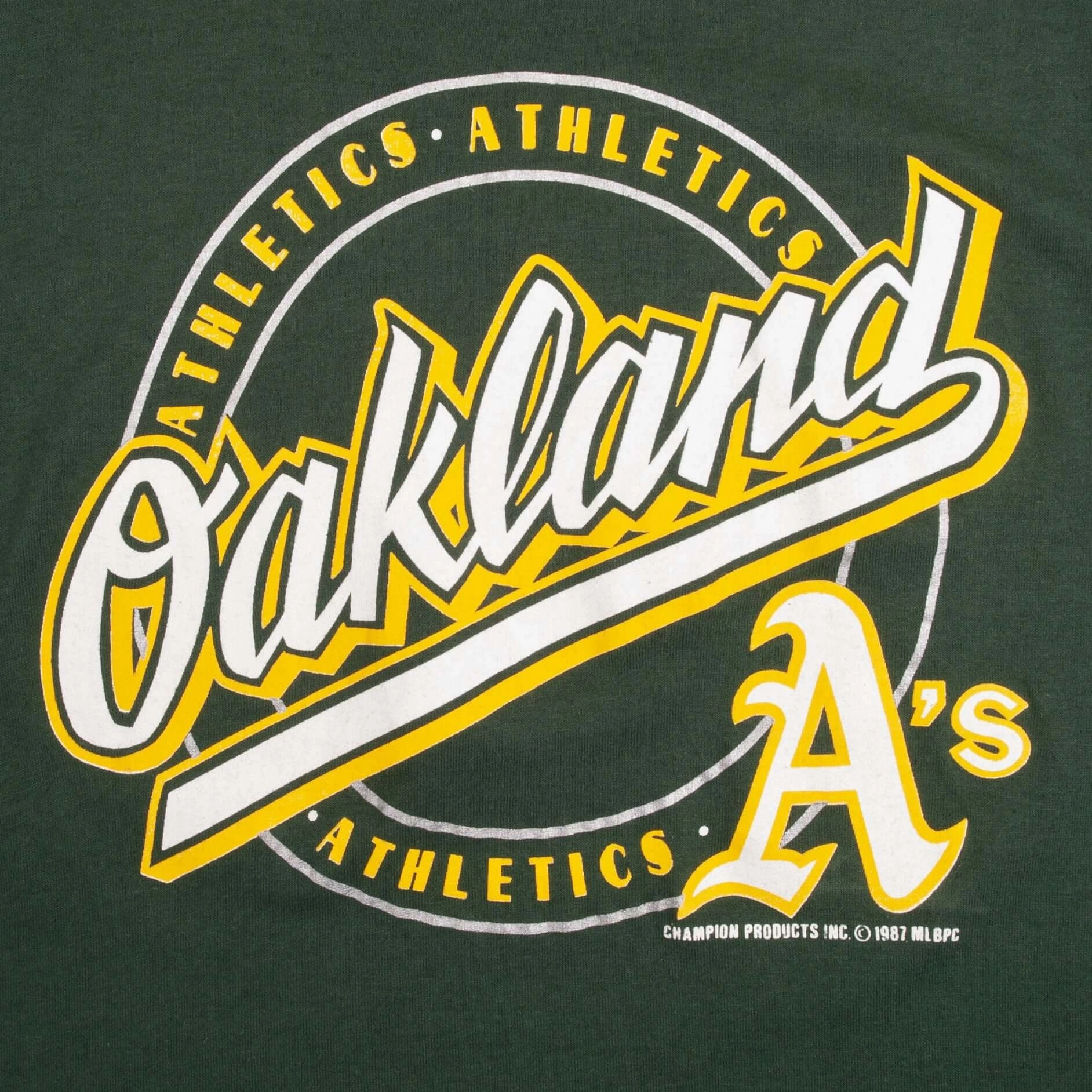 VINTAGE MLB OAKLAND ATHLETICS 1987 CHAMPION TEE SHIRT SIZE SMALL MADE IN USA