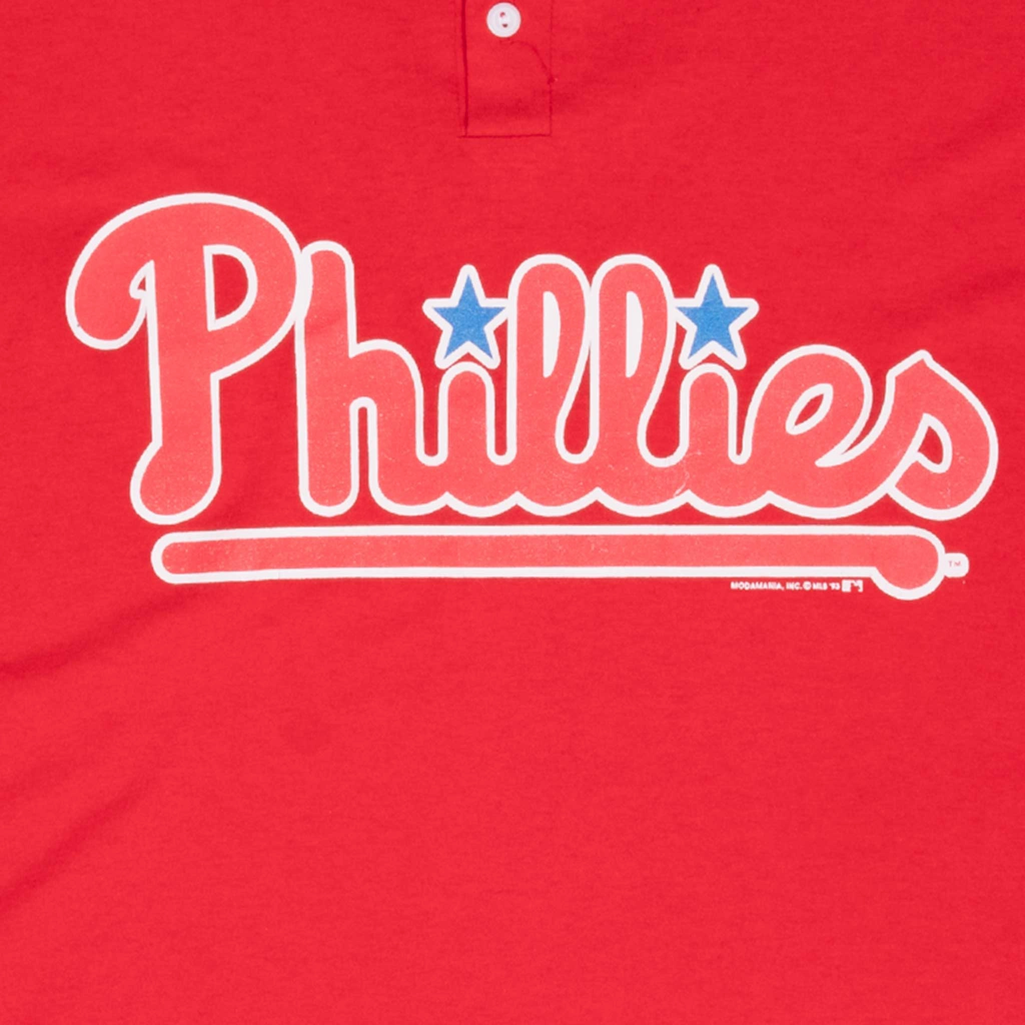VINTAGE MLB PHILADELPHIA PHILLIES 1993 HENLEY TEE SHIRT XL