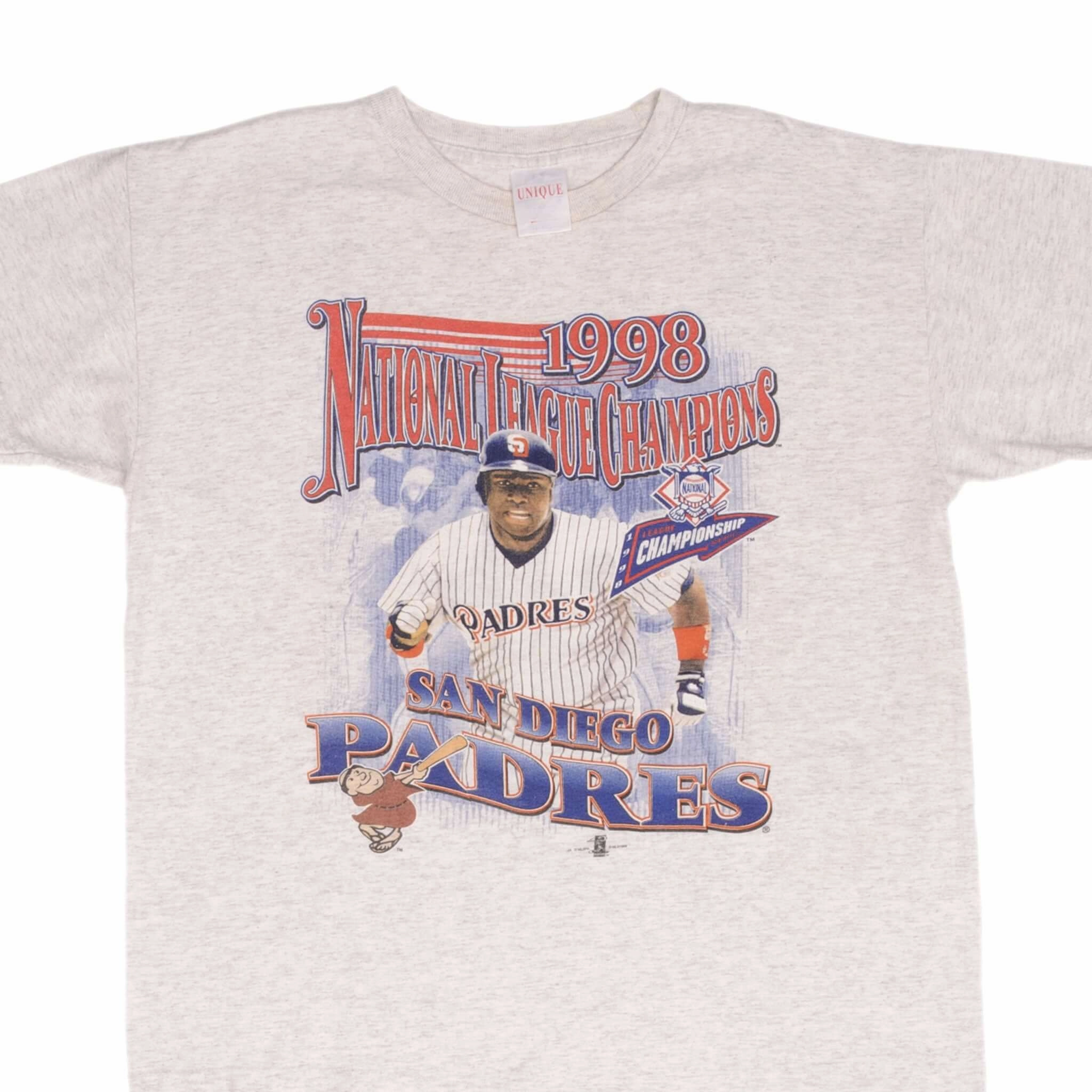 VINTAGE MLB SAN DIEGO PADRES NATIONAL LEAGUE CHAMPIONS 1998 TEE SHIRT XL YOUTH