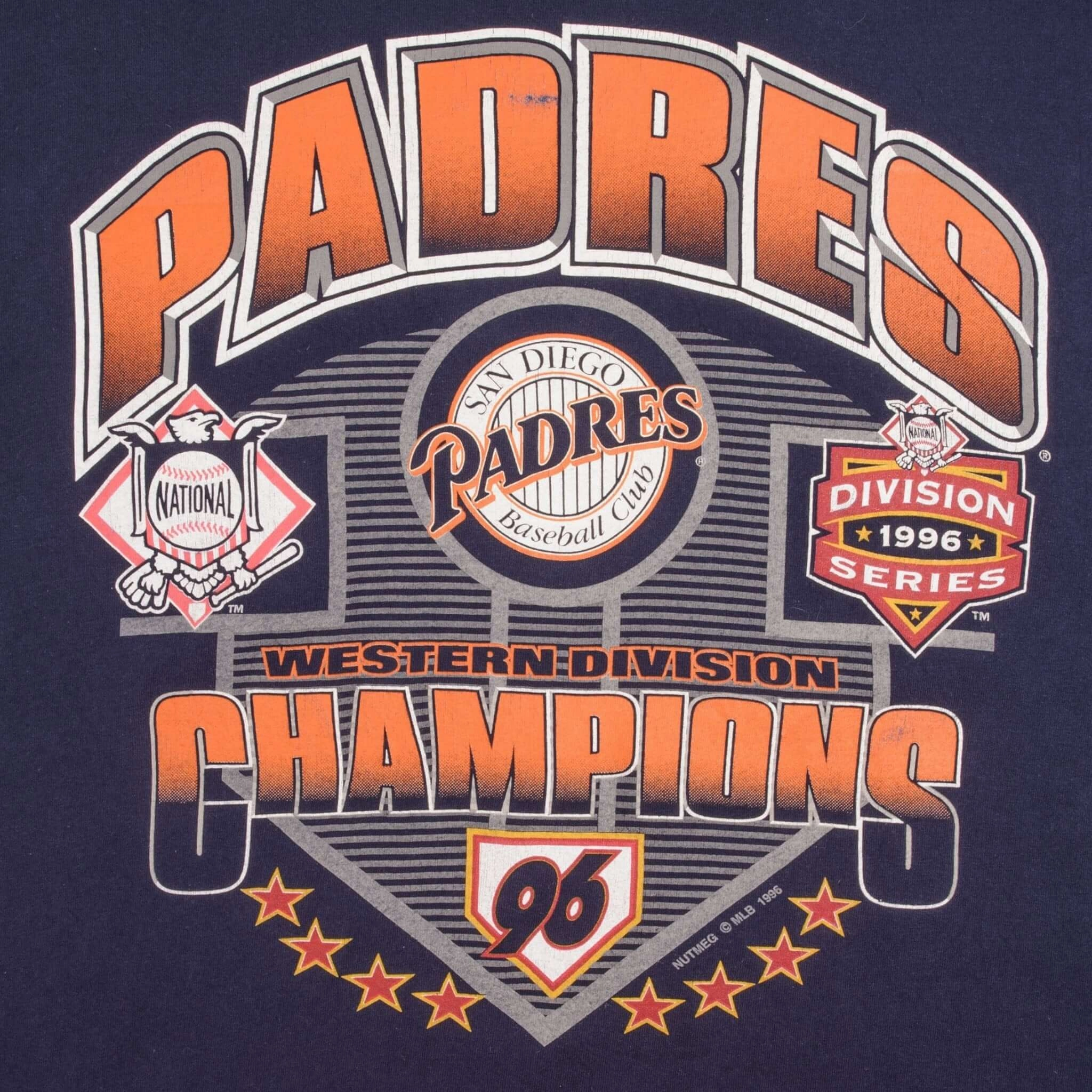 VINTAGE MLB SAN DIEGO PADRES WESTERN CHAMPIONS 1996 TEE SHIRT SIZE XL
