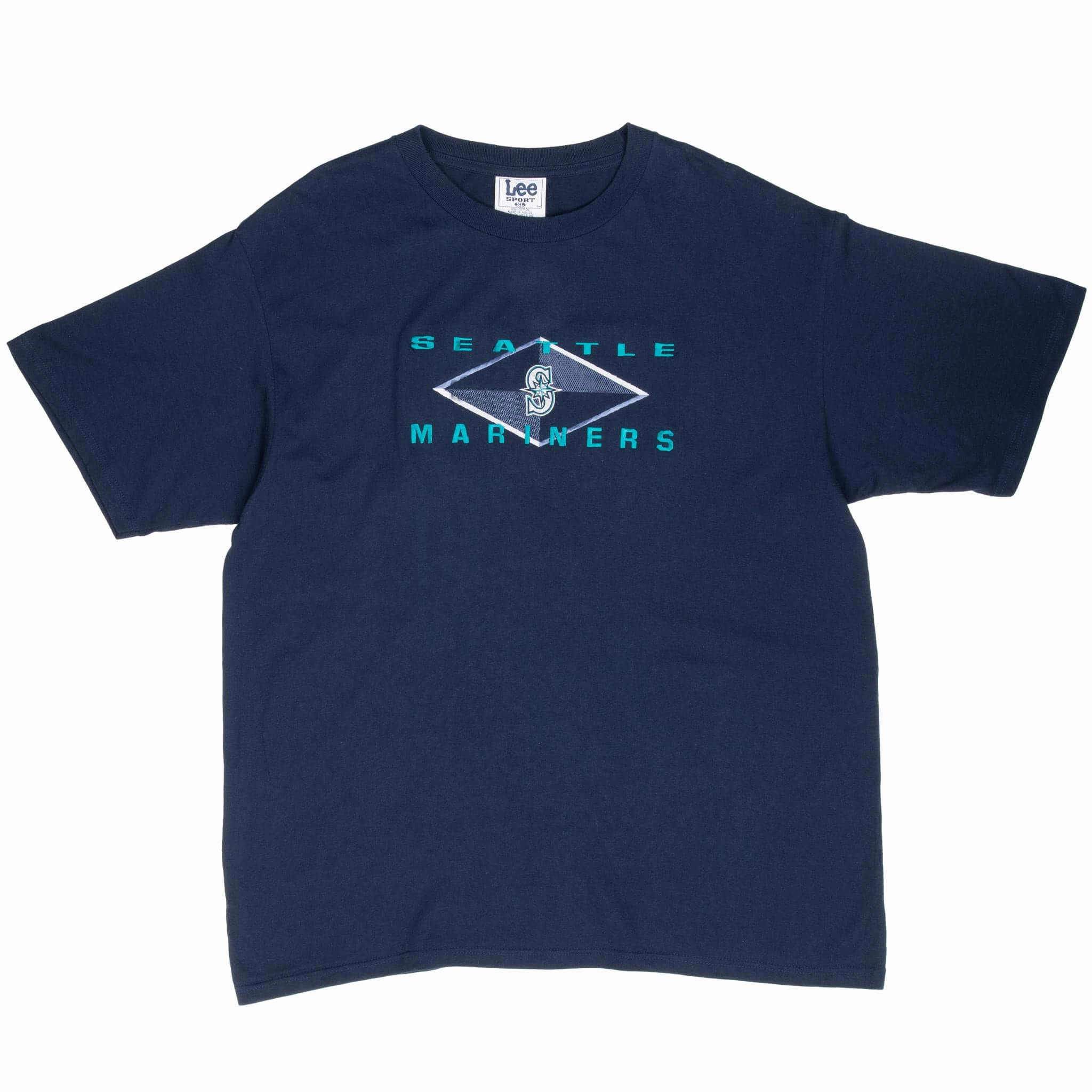 VINTAGE MLB SEATTLE MARINERS EMBROIDERED BLUE TEE SHIRT 1990S XL