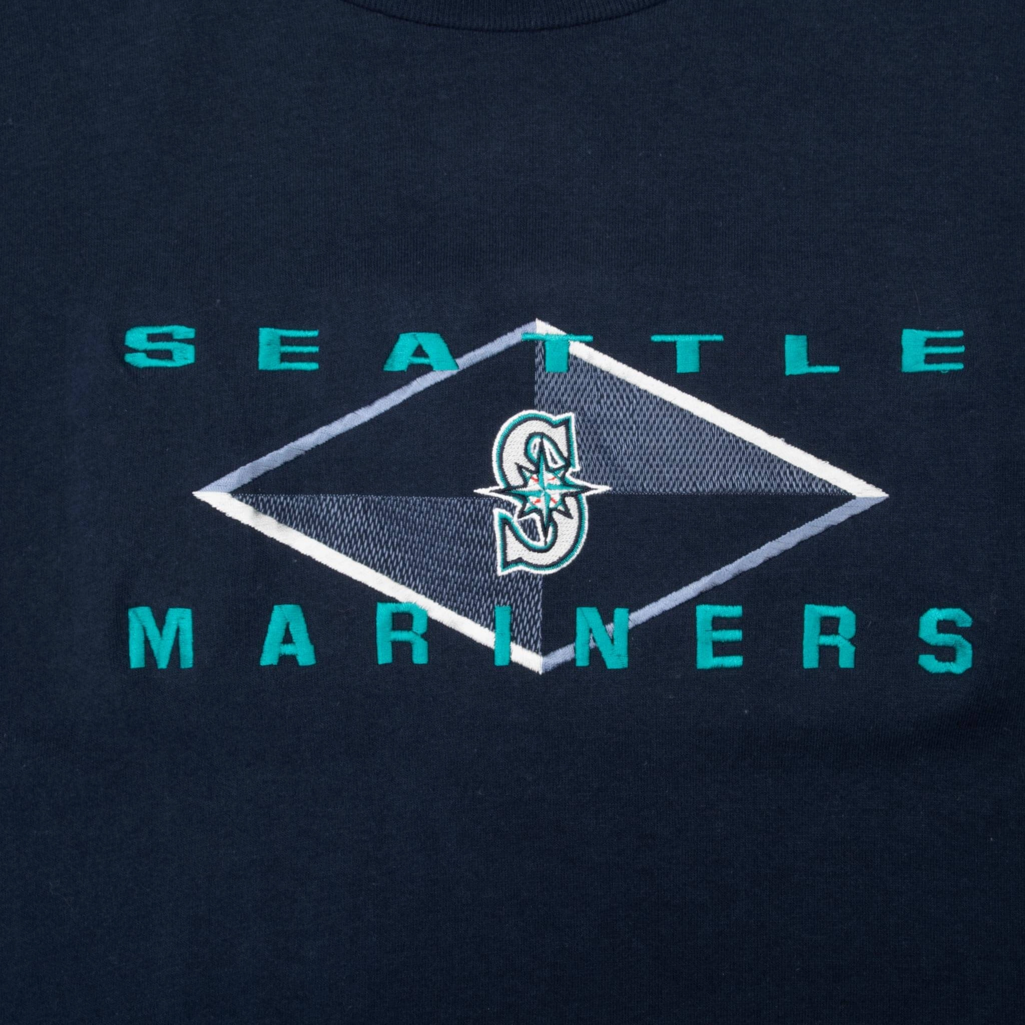 VINTAGE MLB SEATTLE MARINERS EMBROIDERED BLUE TEE SHIRT 1990S XL