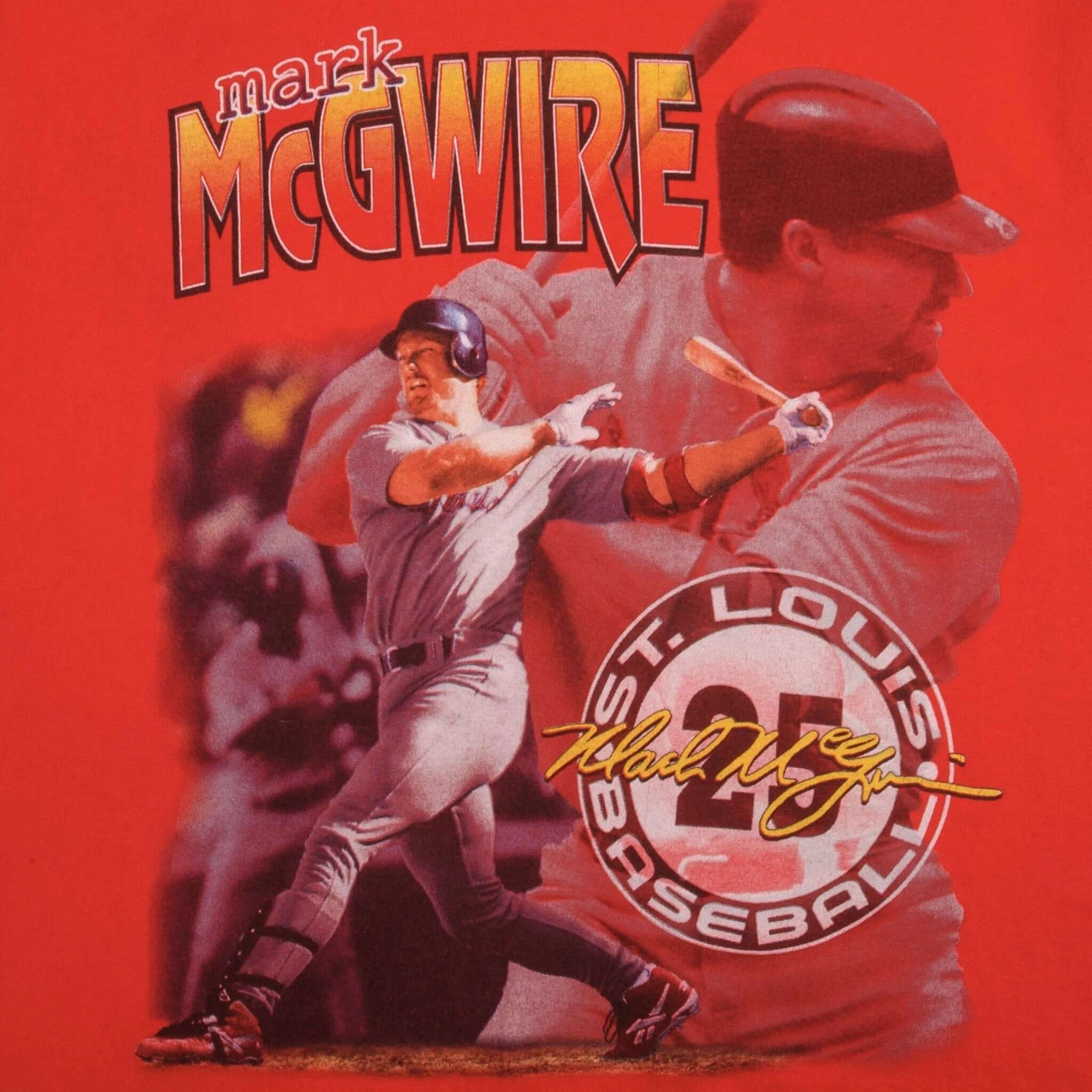 VINTAGE MLB ST LOUIS CARDINALS MARK MCGWIRE TEE SHIRT 1990S MEDIUM MADE IN USA