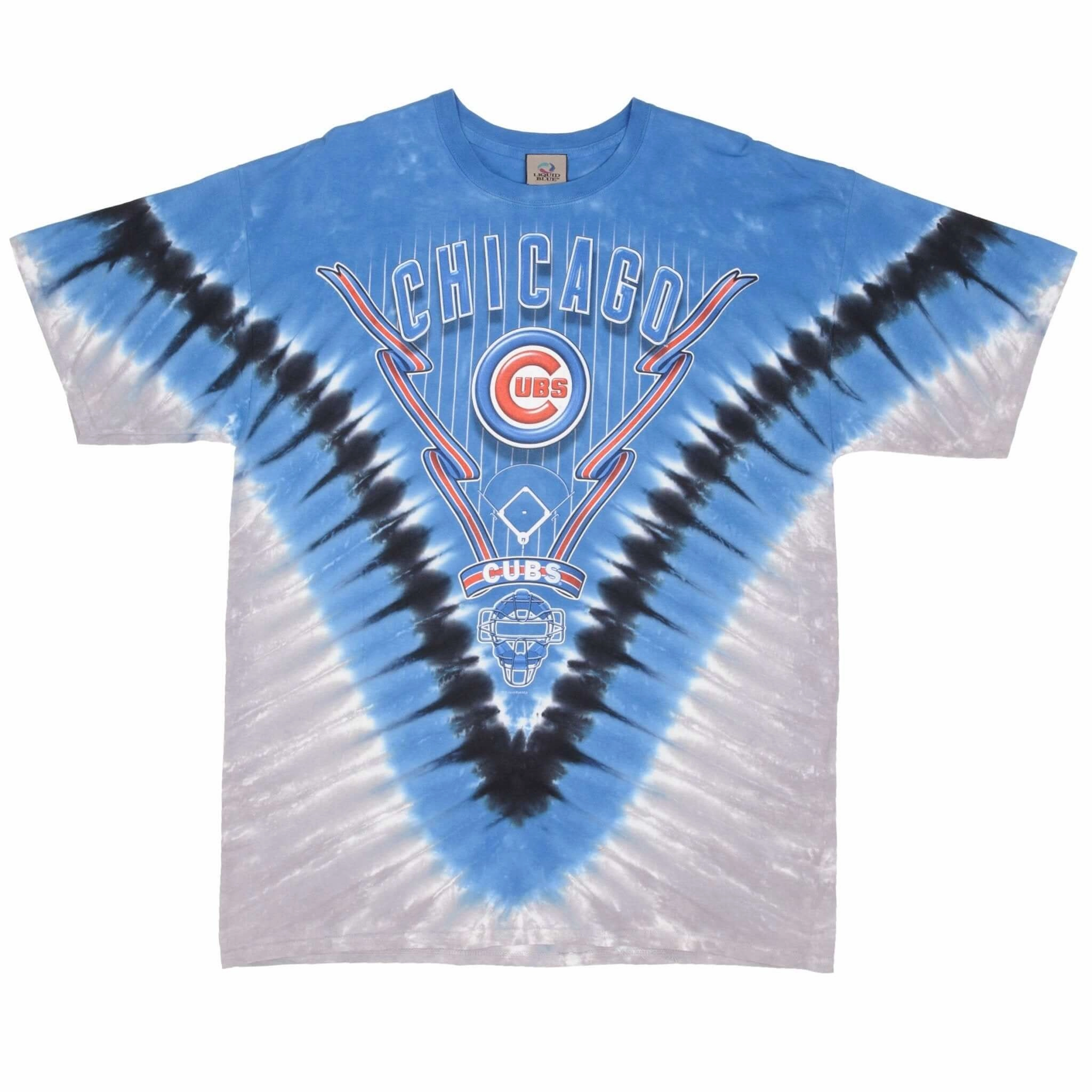 VINTAGE MLB TIE DYE CHICAGO CUBS LIQUID BLUE TEE SHIRT SIZE XL