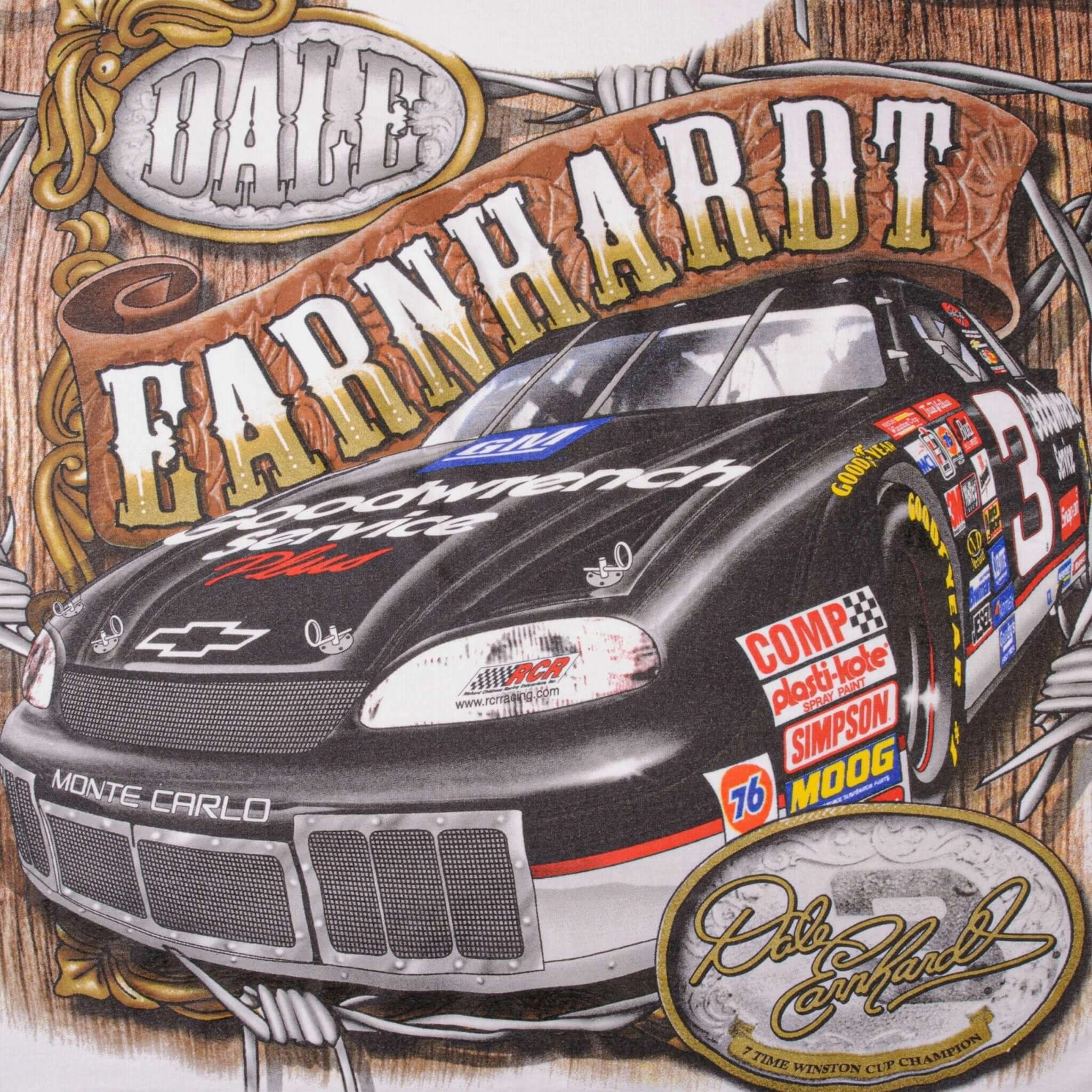 VINTAGE NASCAR ALL OVER PRINT DALE EARNHARDT 1990S TEE SHIRT 2XL MADE IN USA