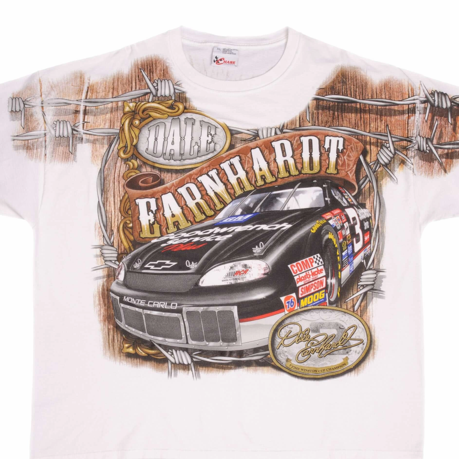 VINTAGE NASCAR ALL OVER PRINT DALE EARNHARDT 1990S TEE SHIRT 2XL MADE IN USA
