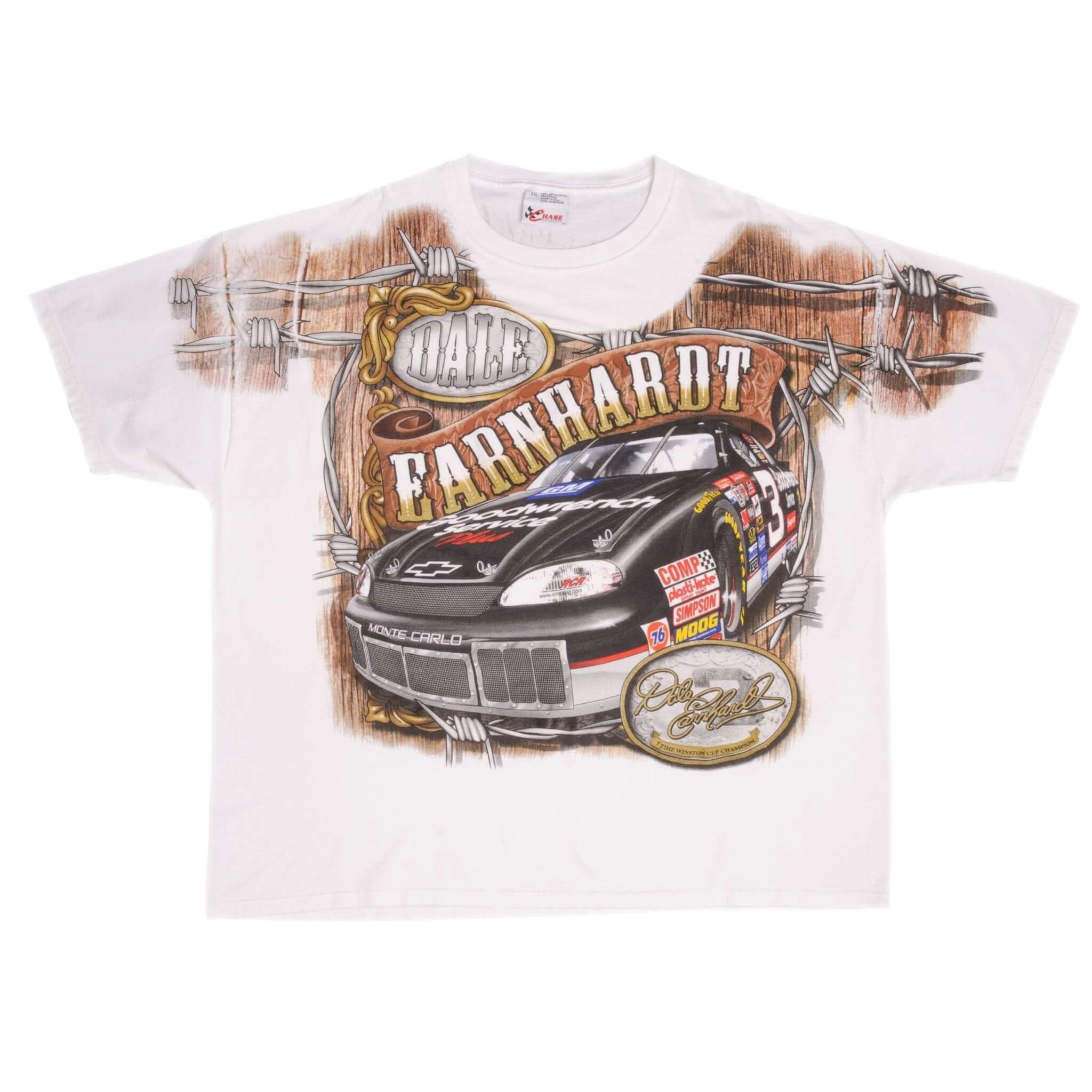 VINTAGE NASCAR ALL OVER PRINT DALE EARNHARDT 1990S TEE SHIRT 2XL MADE IN USA