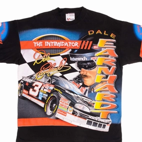 VINTAGE NASCAR ALL OVER PRINT DALE EARNHARDT 1990S TEE SHIRT SIZE XL MADE IN USA
