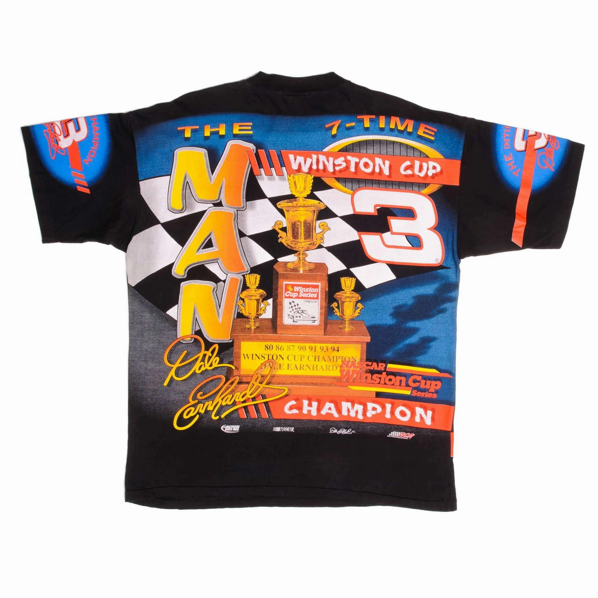 VINTAGE NASCAR ALL OVER PRINT DALE EARNHARDT 1990S TEE SHIRT SIZE XL MADE IN USA
