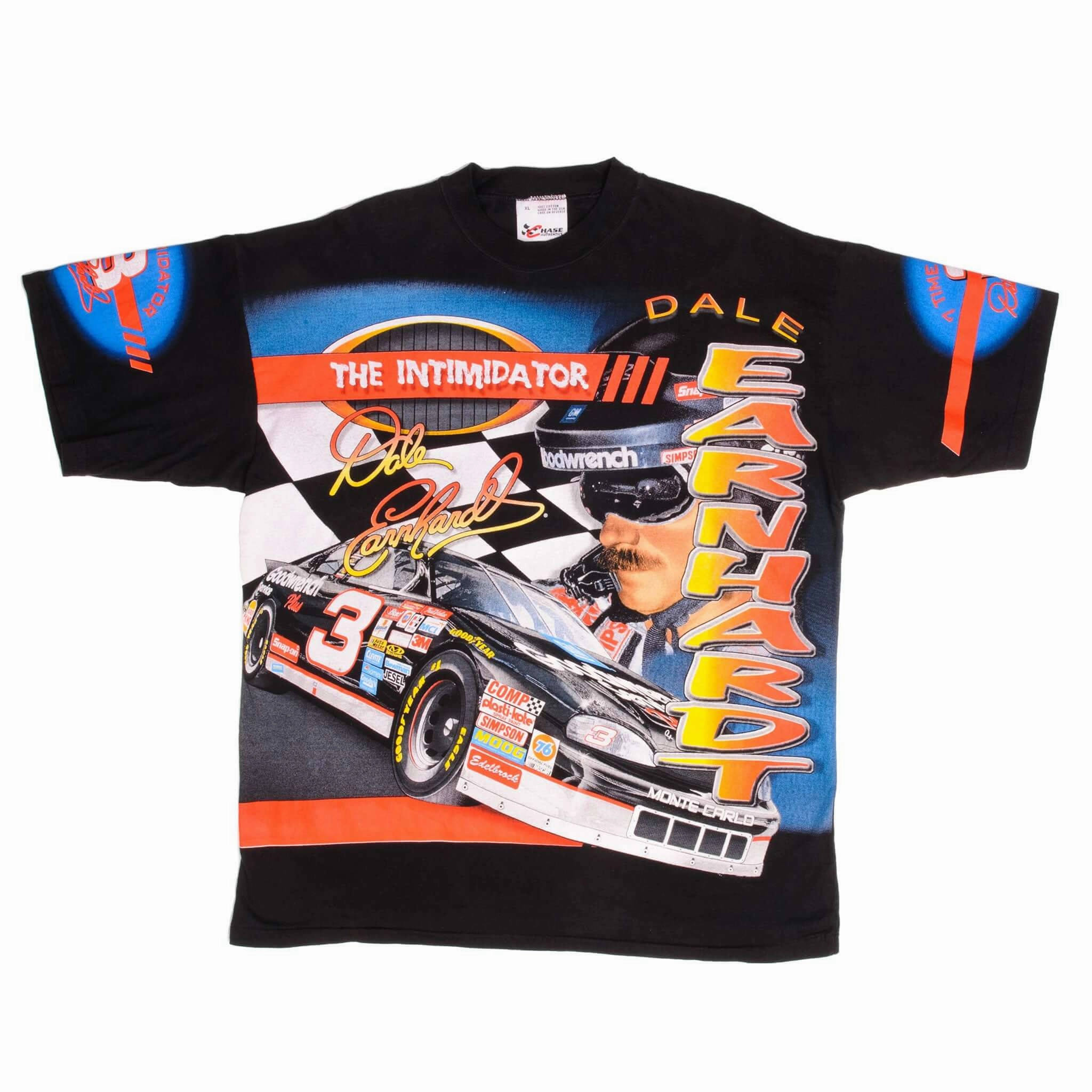 VINTAGE NASCAR ALL OVER PRINT DALE EARNHARDT 1990S TEE SHIRT SIZE XL MADE IN USA