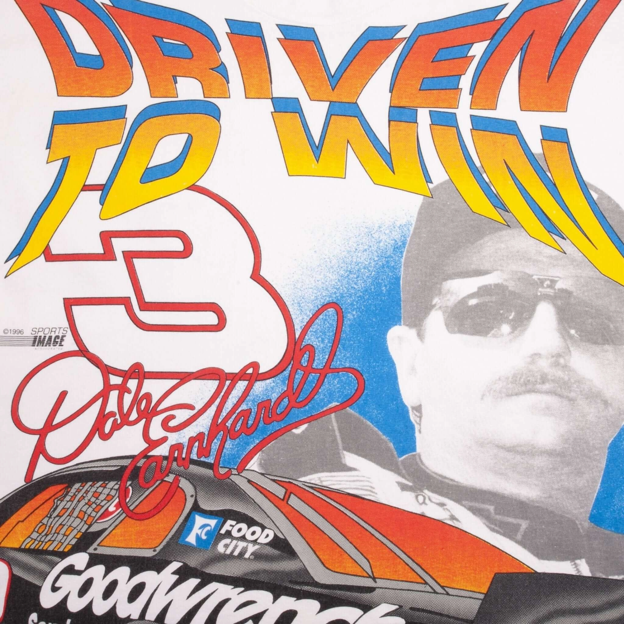 VINTAGE NASCAR ALL OVER PRINT DALE EARNHARDT 1996 TEE SHIRT LARGE MADE IN USA
