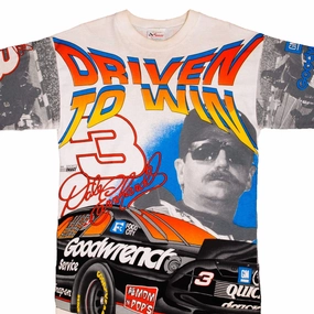 VINTAGE NASCAR ALL OVER PRINT DALE EARNHARDT 1996 TEE SHIRT MEDIUM MADE IN USA