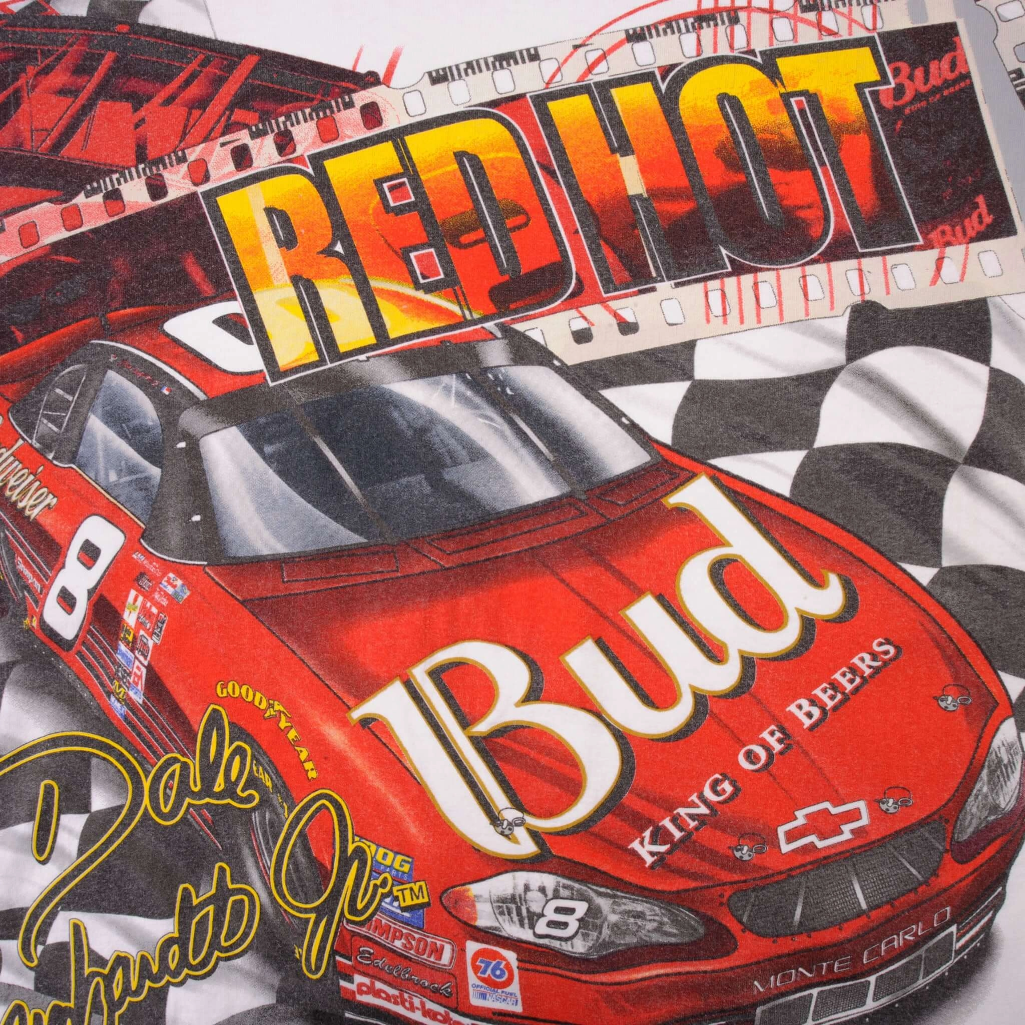 VINTAGE NASCAR ALL OVER PRINT DALE EARNHARDT JR 90S 2000S TEE SHIRT LARGE