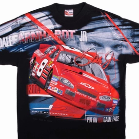 VINTAGE NASCAR ALL OVER PRINT DALE EARNHARDT JR 90s 2000S TEE SHIRT SIZE LARGE